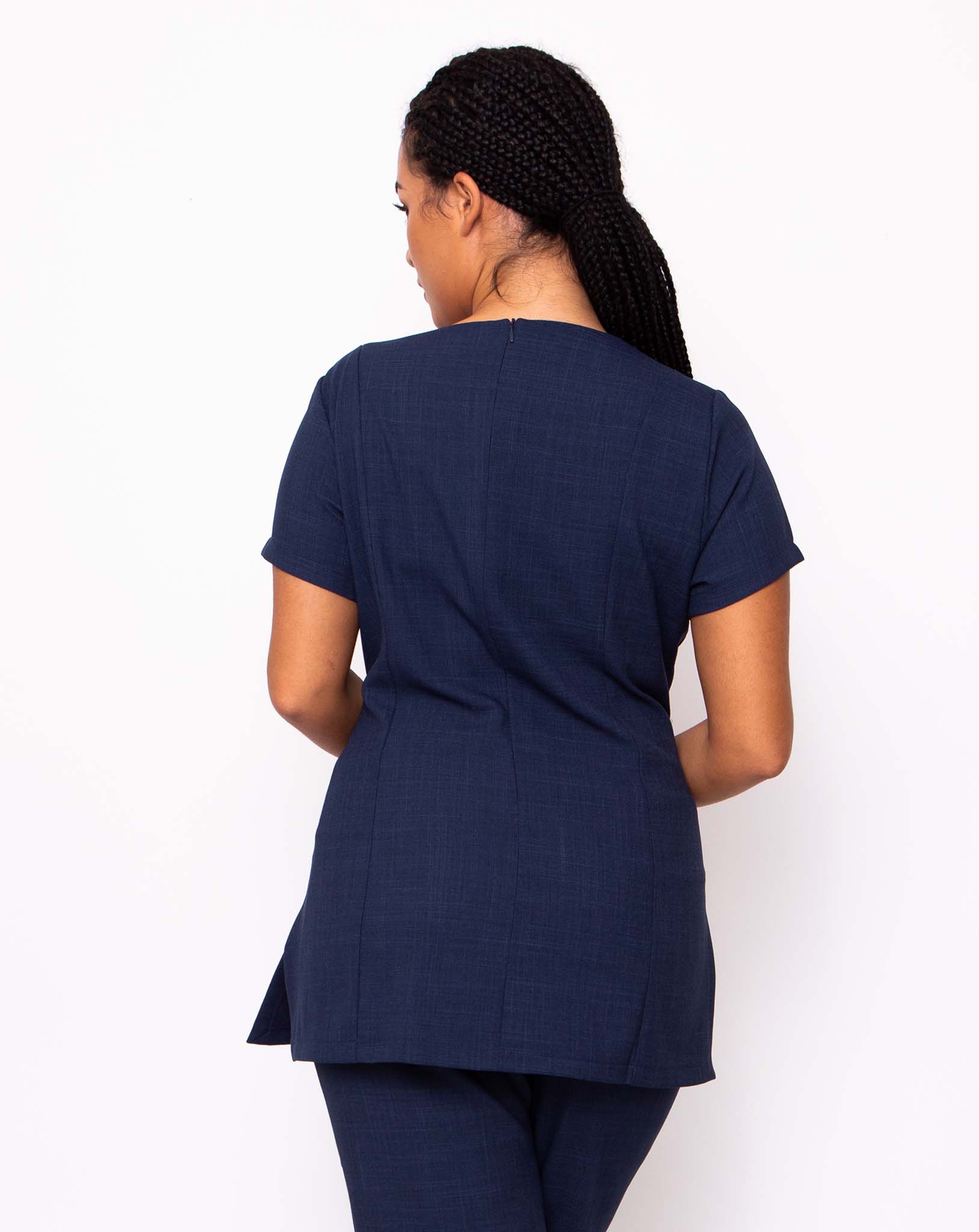 Chic Women's Square Neck Beauty Tunic | Midnight Navy