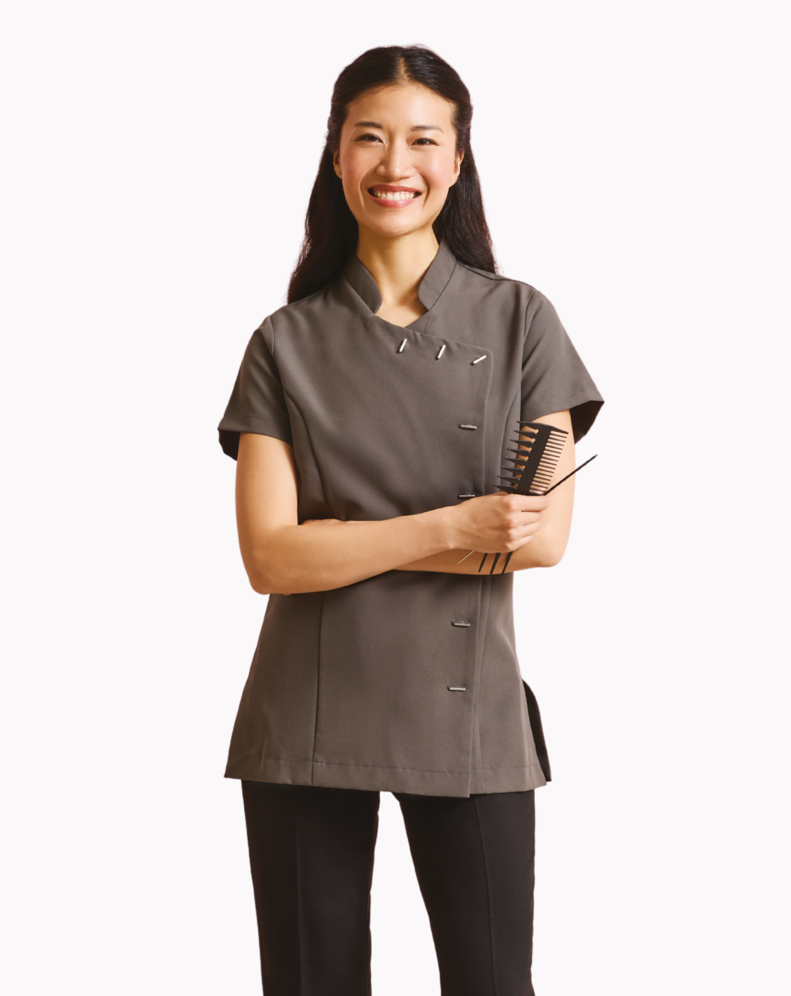 Orchid Asymmetric Button Beauty Tunic