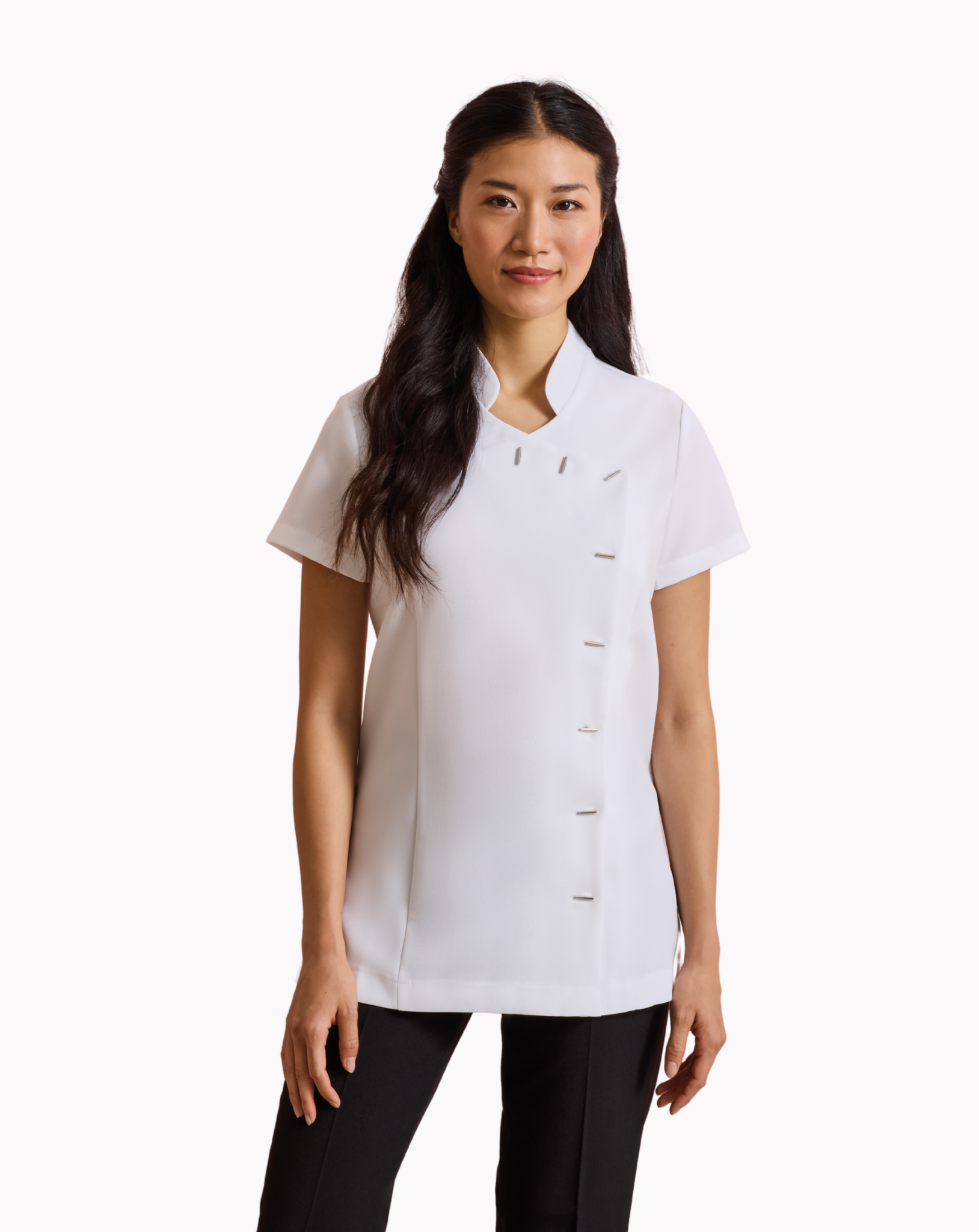 Orchid Asymmetric Button Beauty Tunic