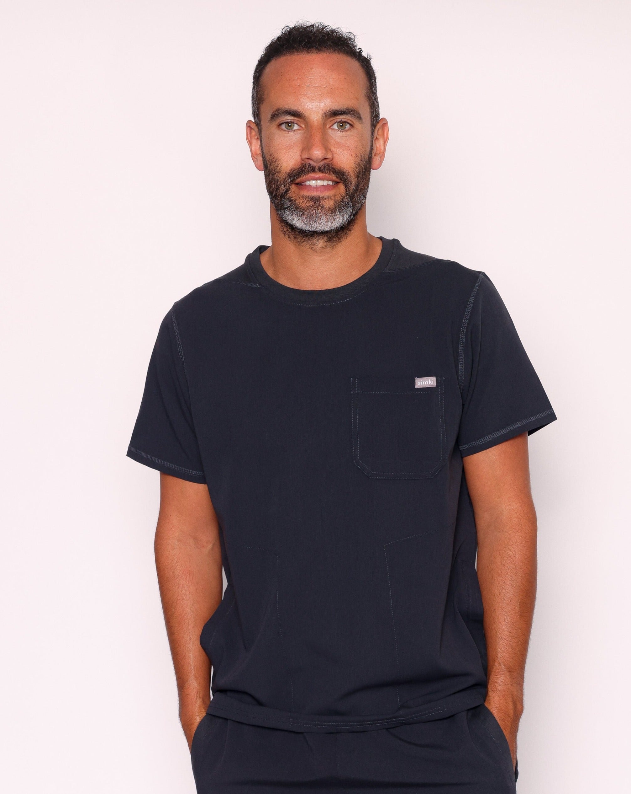 Miles Men's One Pocket Scrub Top | Black