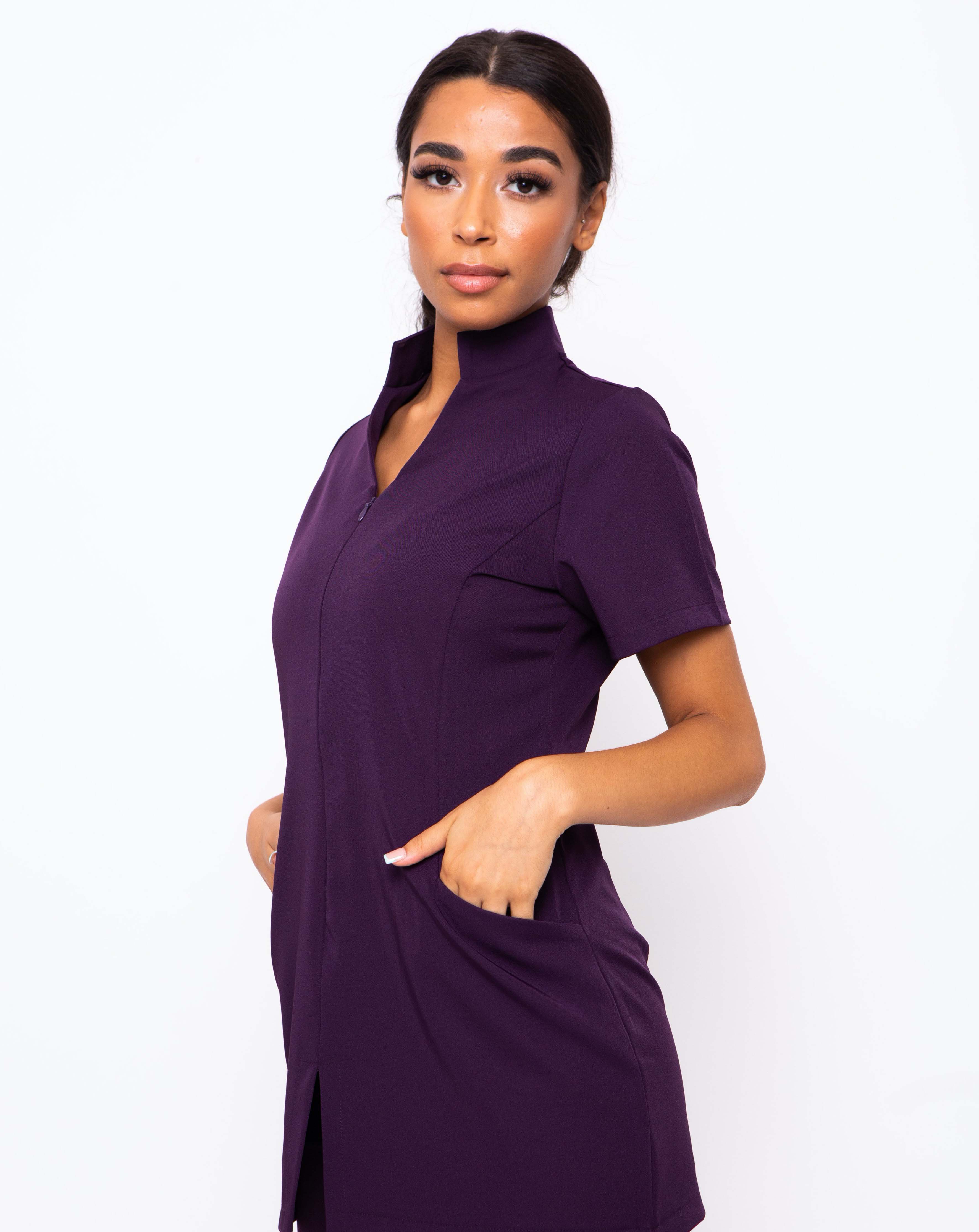 Allure Women's Two Pocket Beauty Tunic | Aubergine