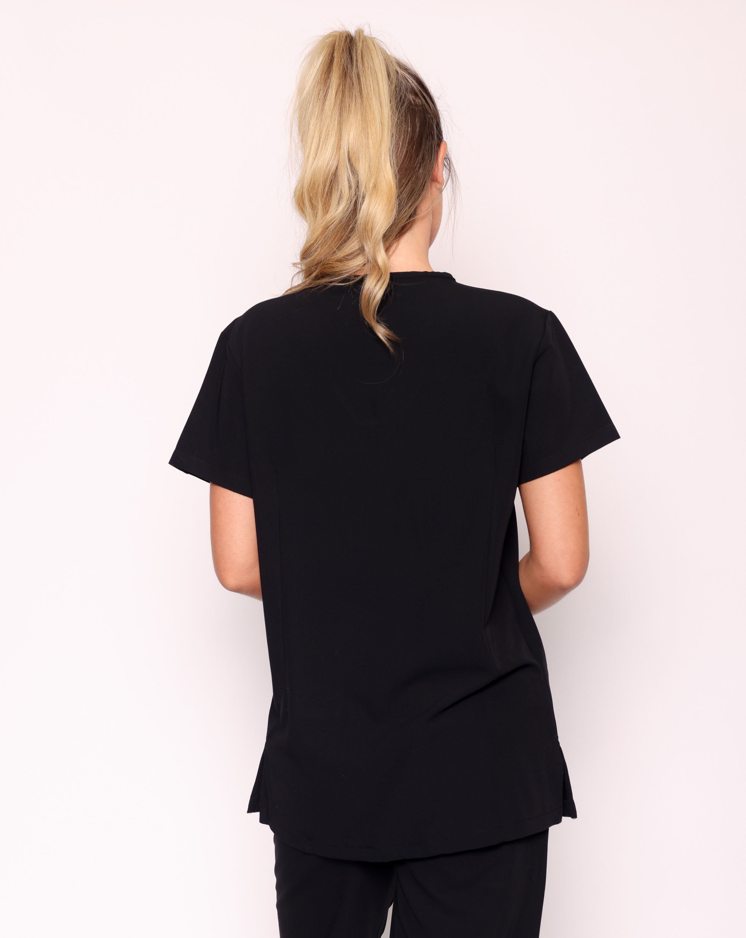 Ari Long Length Scrub Top - Black