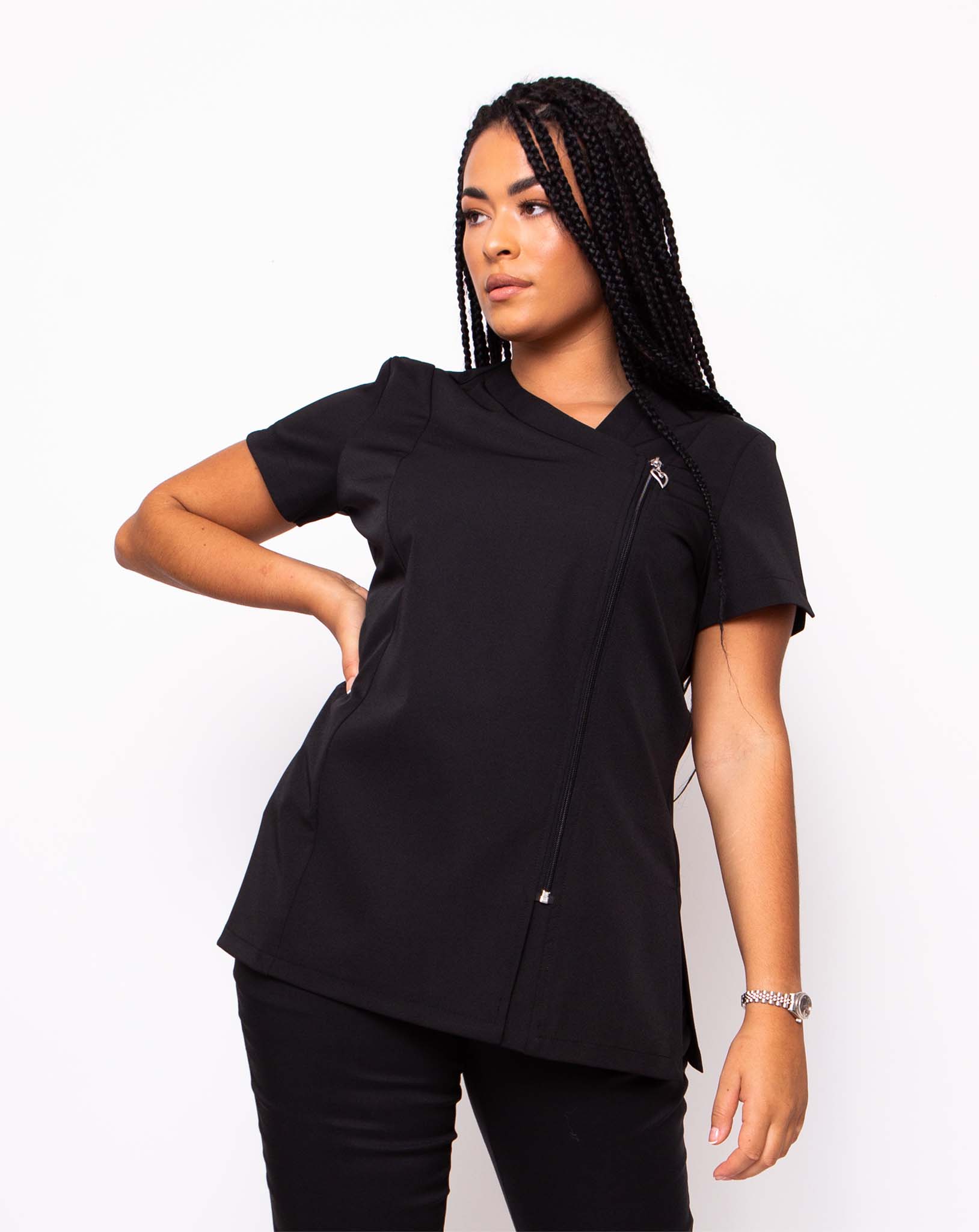 Belle Asymmetric Beauty Tunic - Black