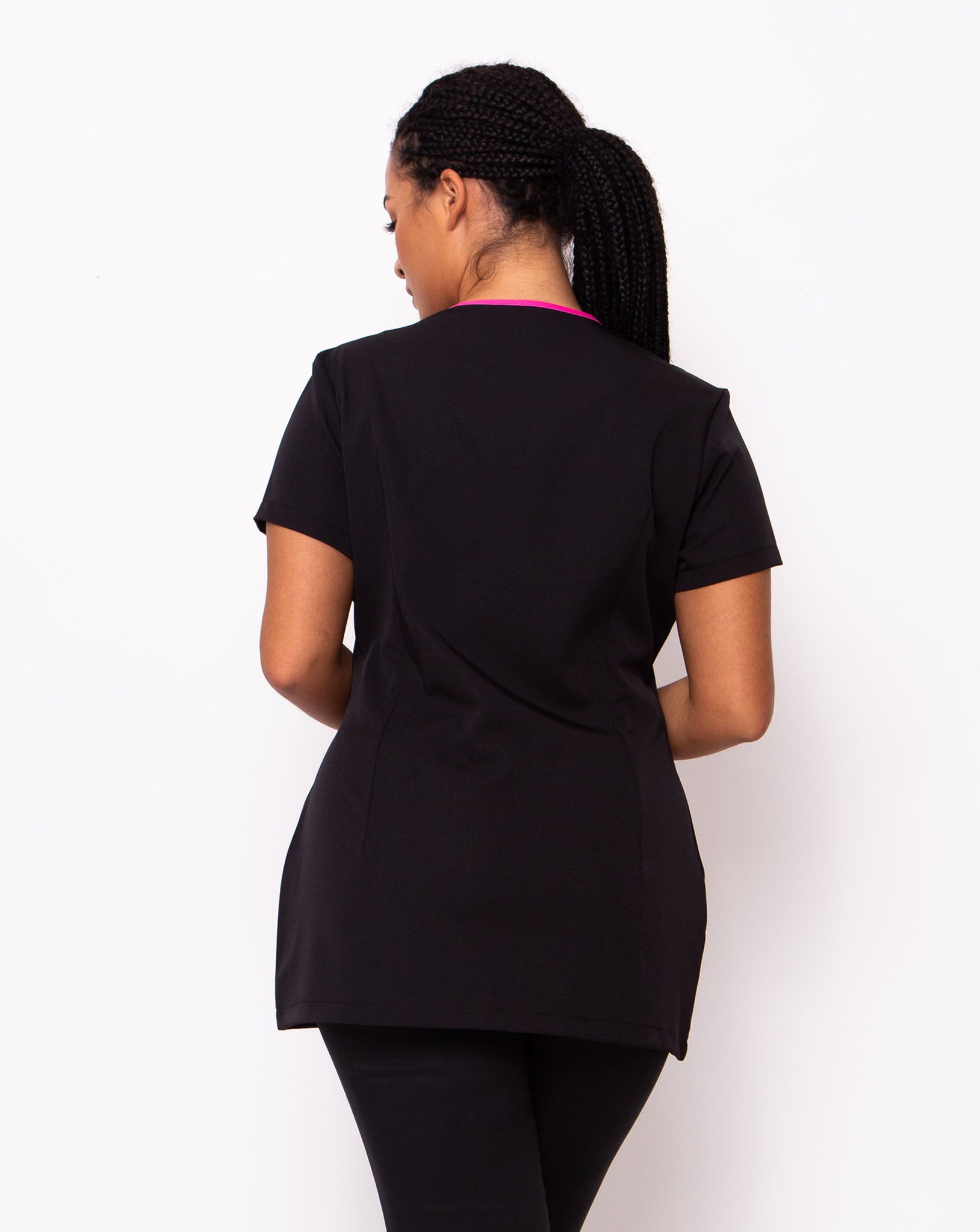 Charm Asymmetric Beauty Tunic - Black / Hot Pink