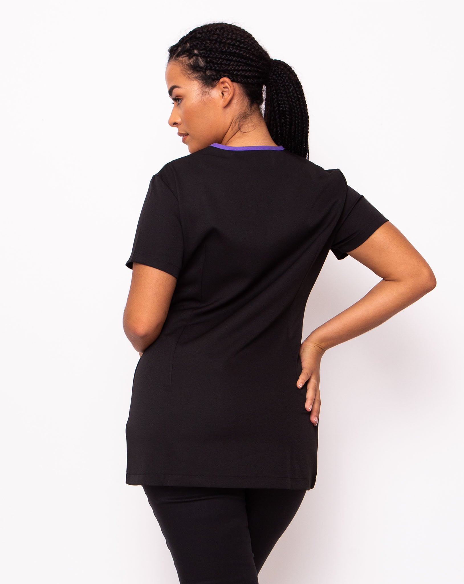 Charm Asymmetric Beauty Tunic - Black / Purple
