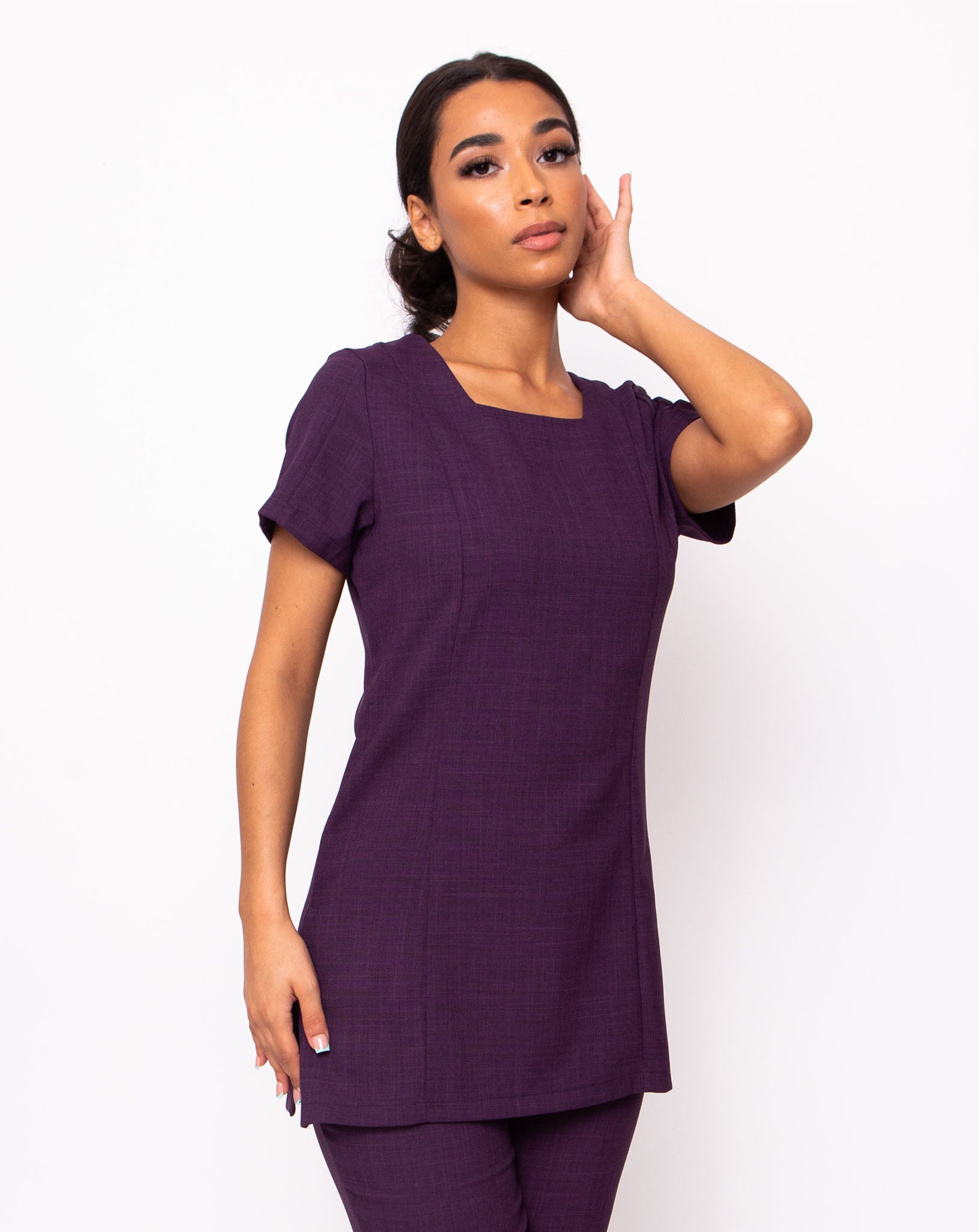 Chic Women's Square Neck Beauty Tunic | Plum