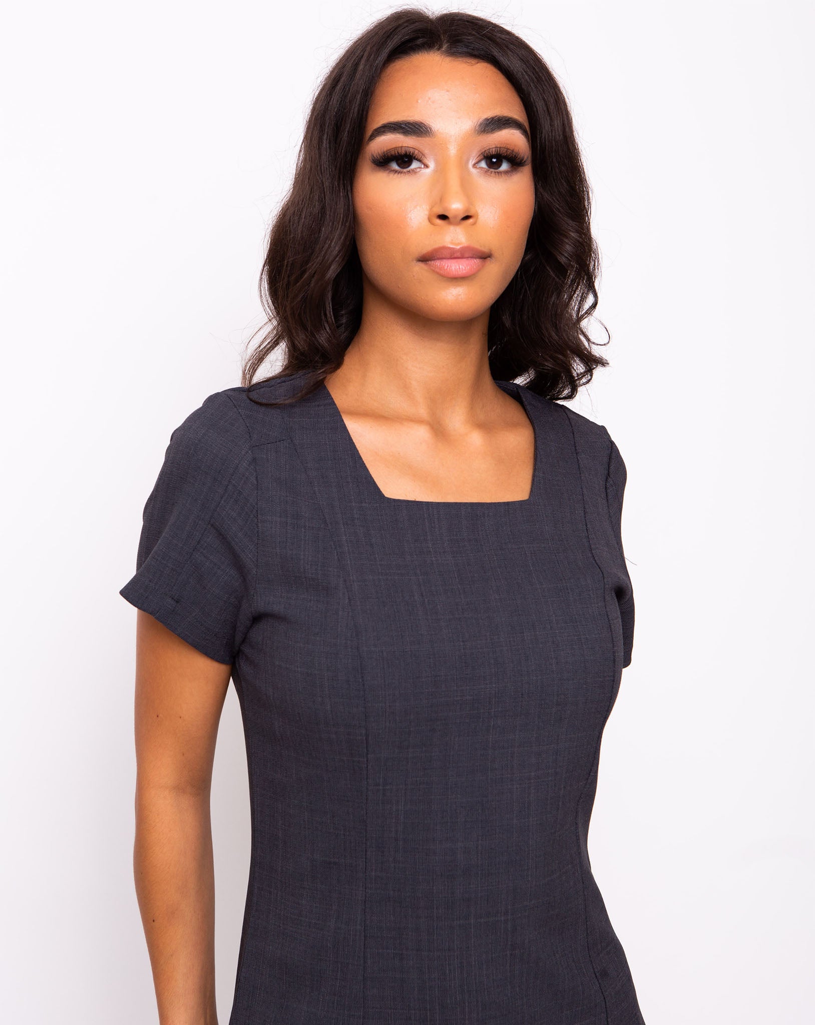 Chic Women's Square Neck Beauty Tunic | Steel Grey