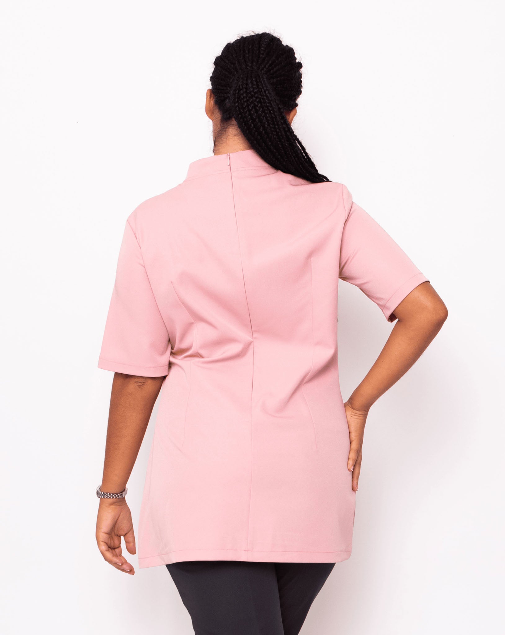 Essence Women's Mandarin Collar Beauty Tunic | Blush