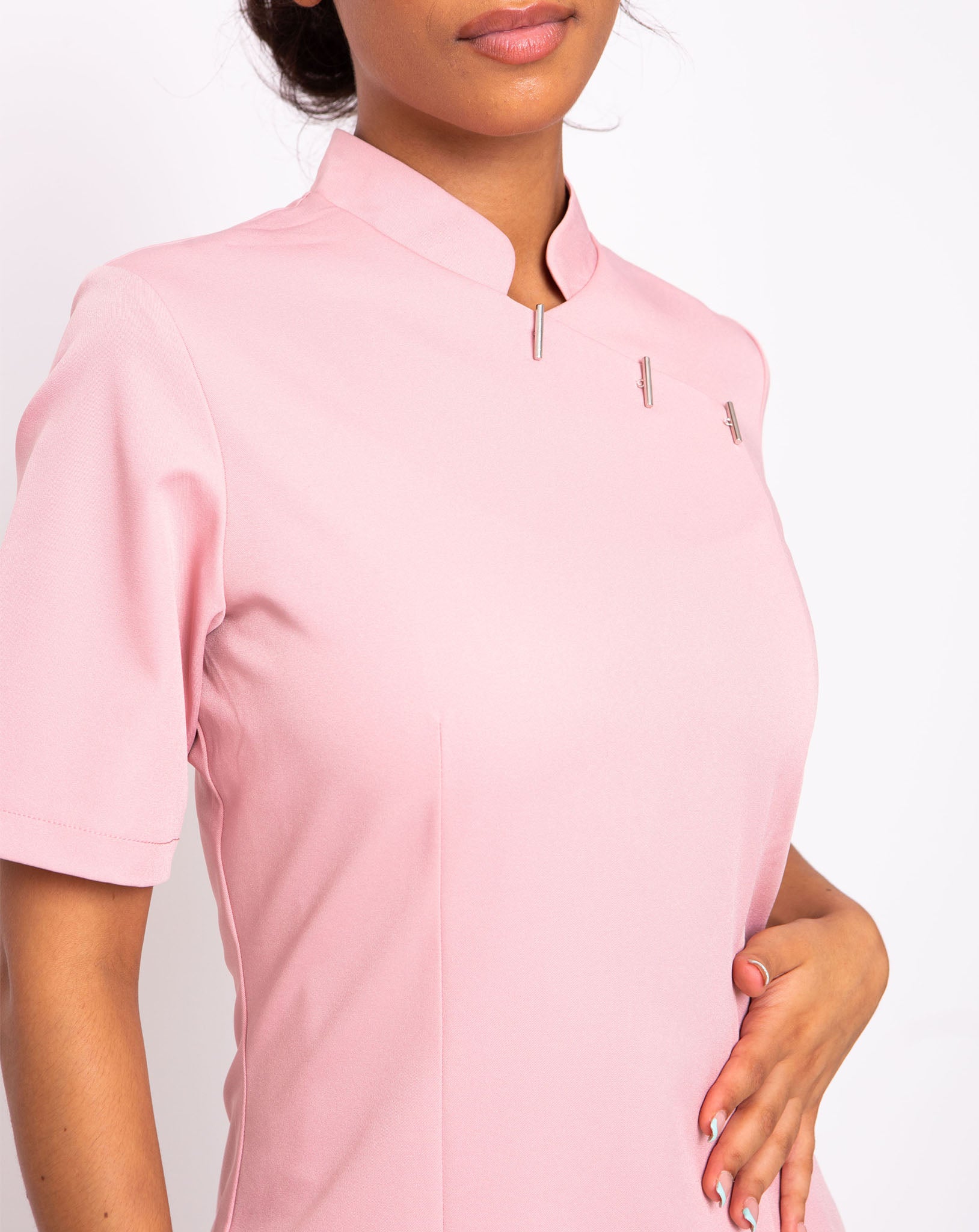 Essence Women's Mandarin Collar Beauty Tunic | Blush