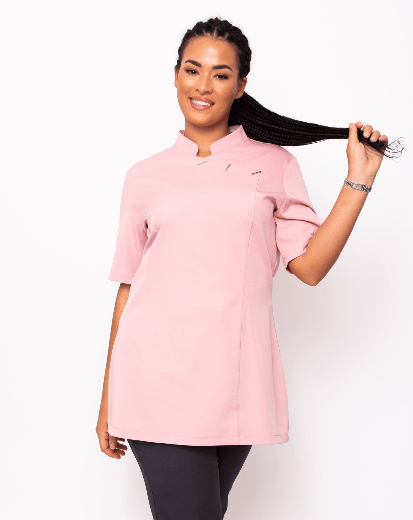 Essence Women's Mandarin Collar Beauty Tunic | Blush