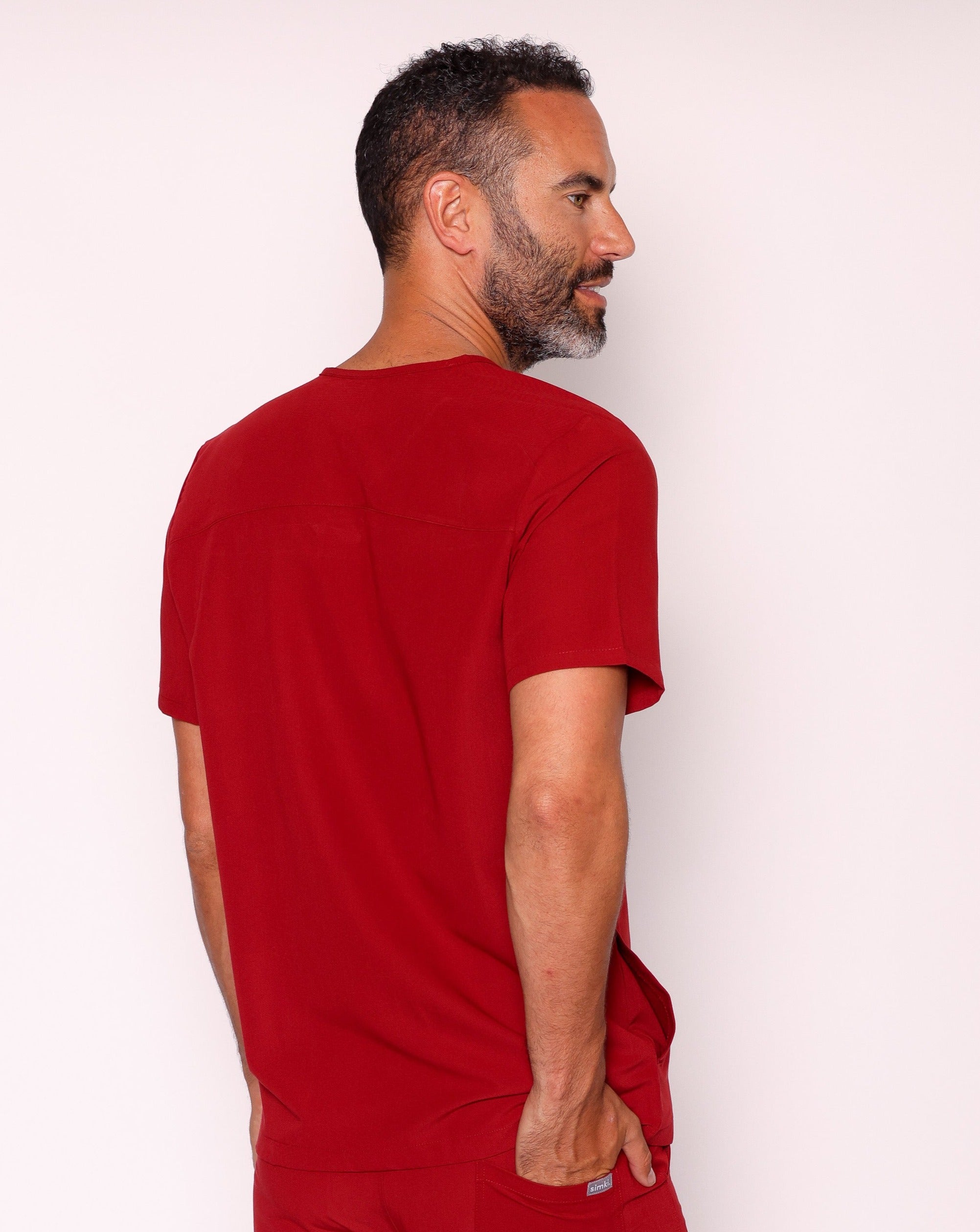 Oscar Men's Scrub Top | Burgundy
