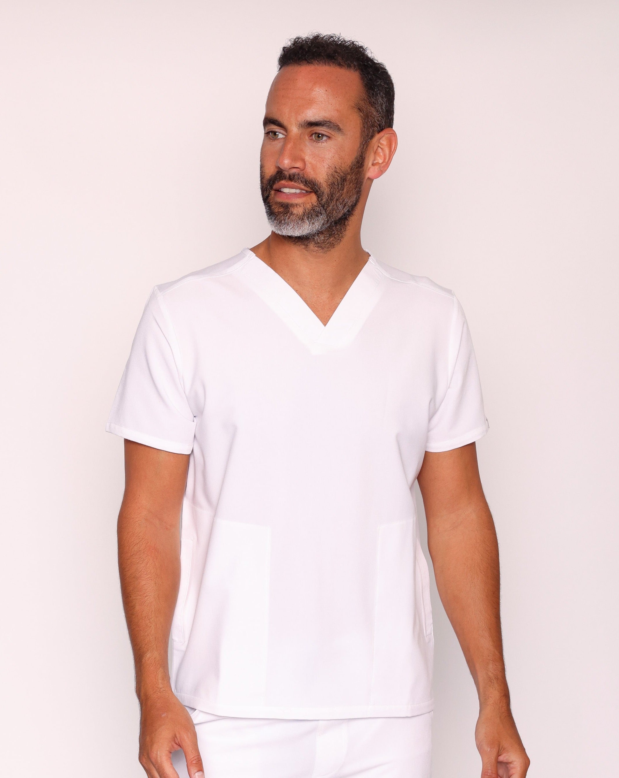 Oscar Men's Scrub Top | White