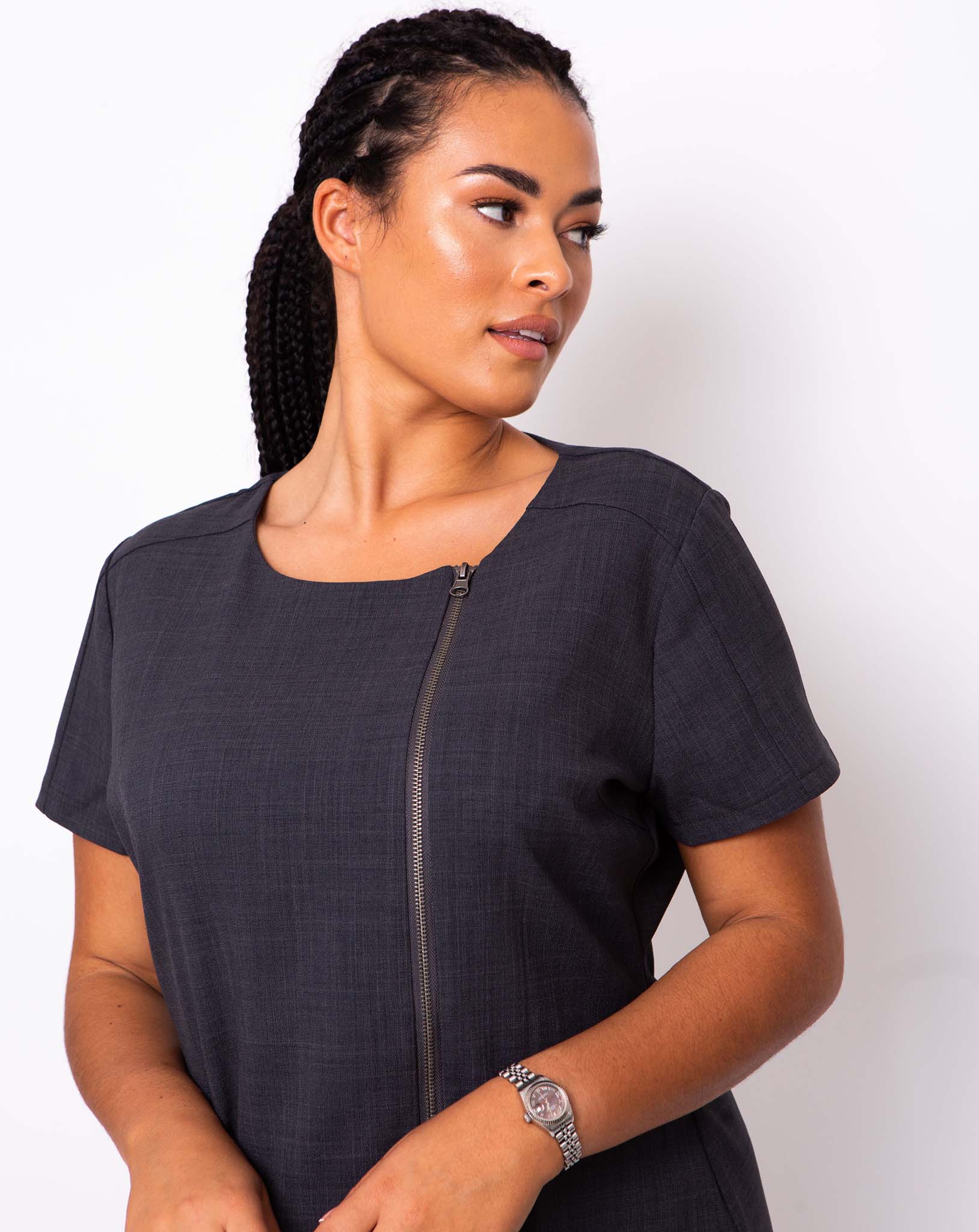 Hero Women's Round Neck Tunic | Steel Grey