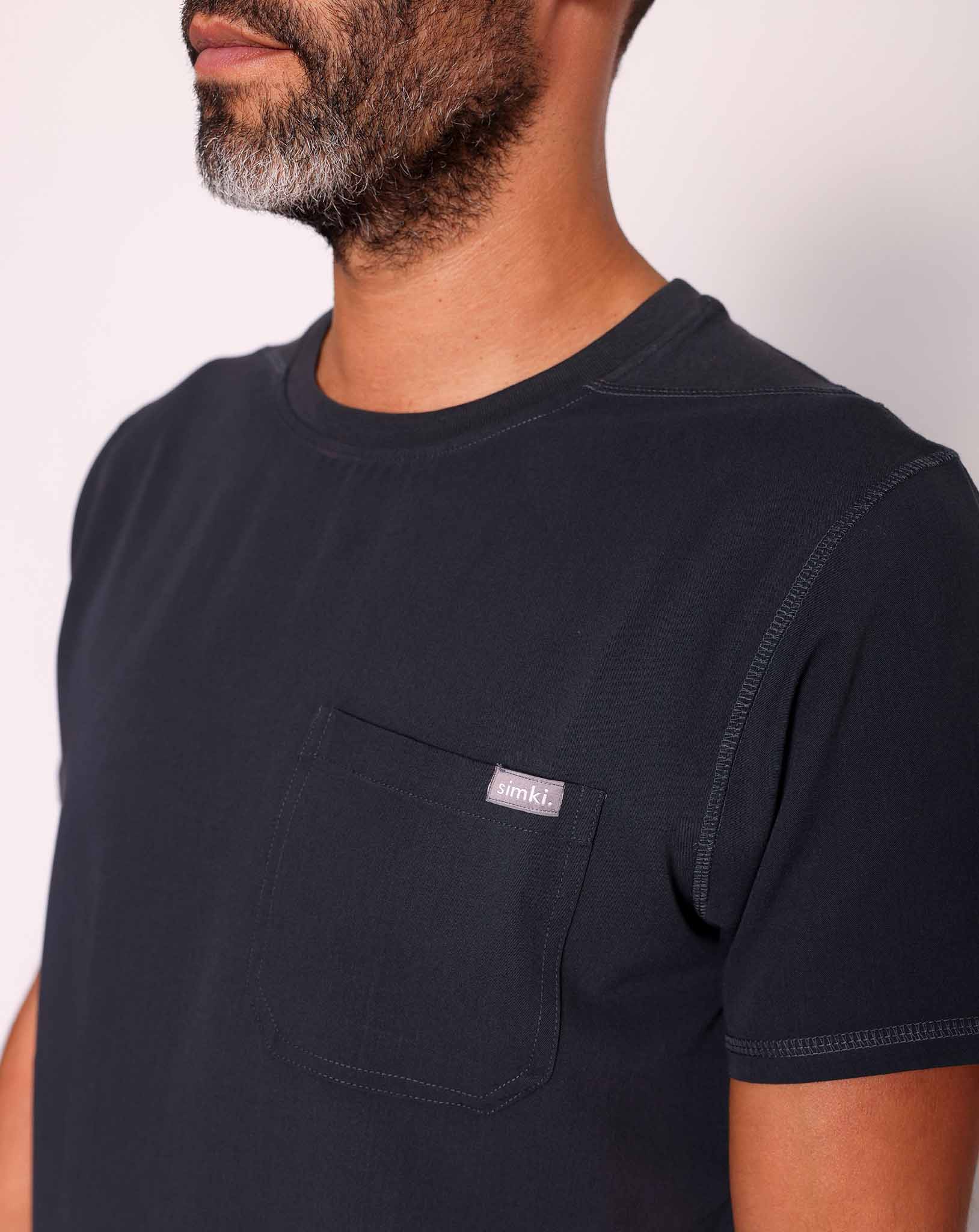 Miles Men's One Pocket Scrub Top | Black