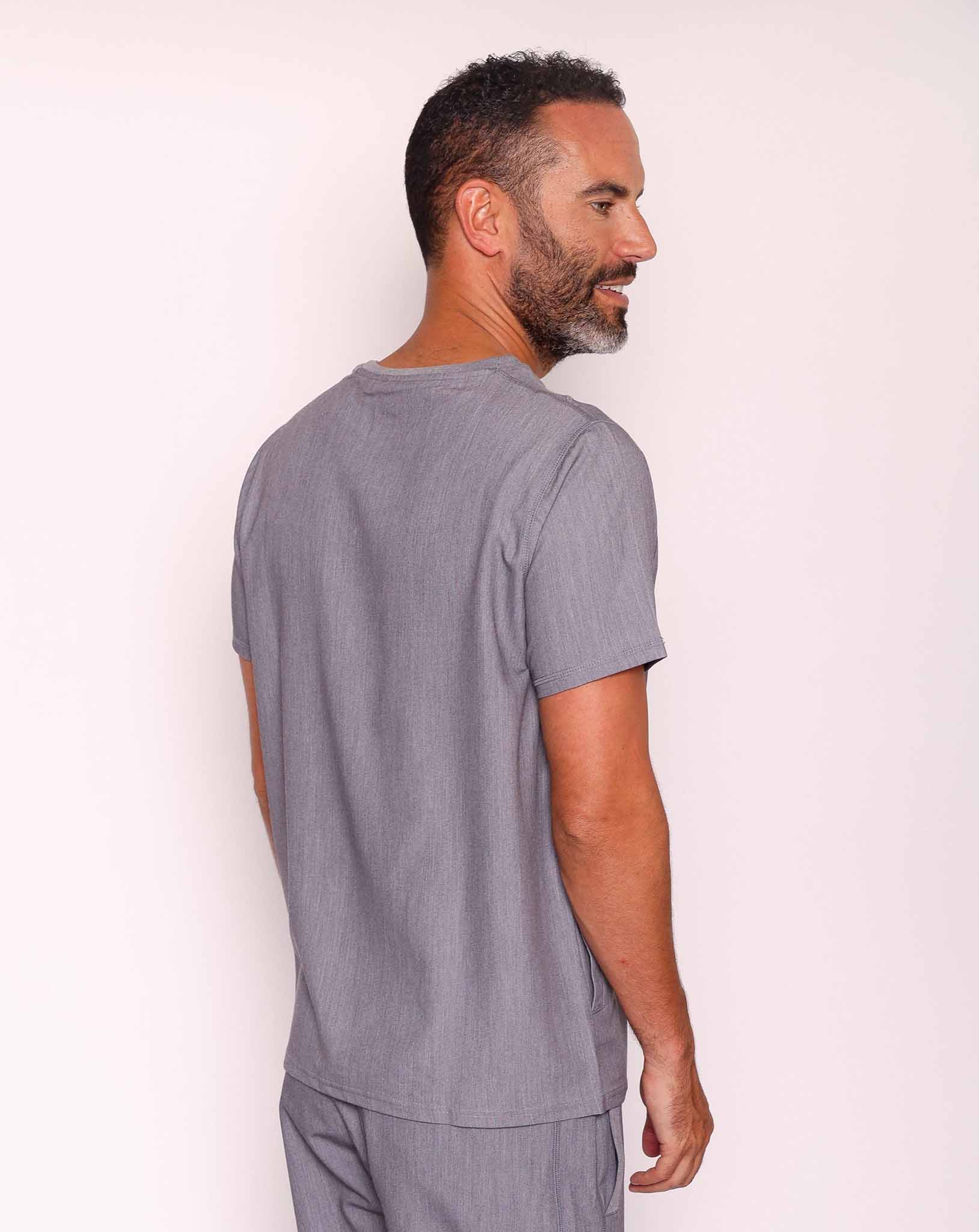 Miles Men's One Pocket Scrub Top | Charcoal Grey