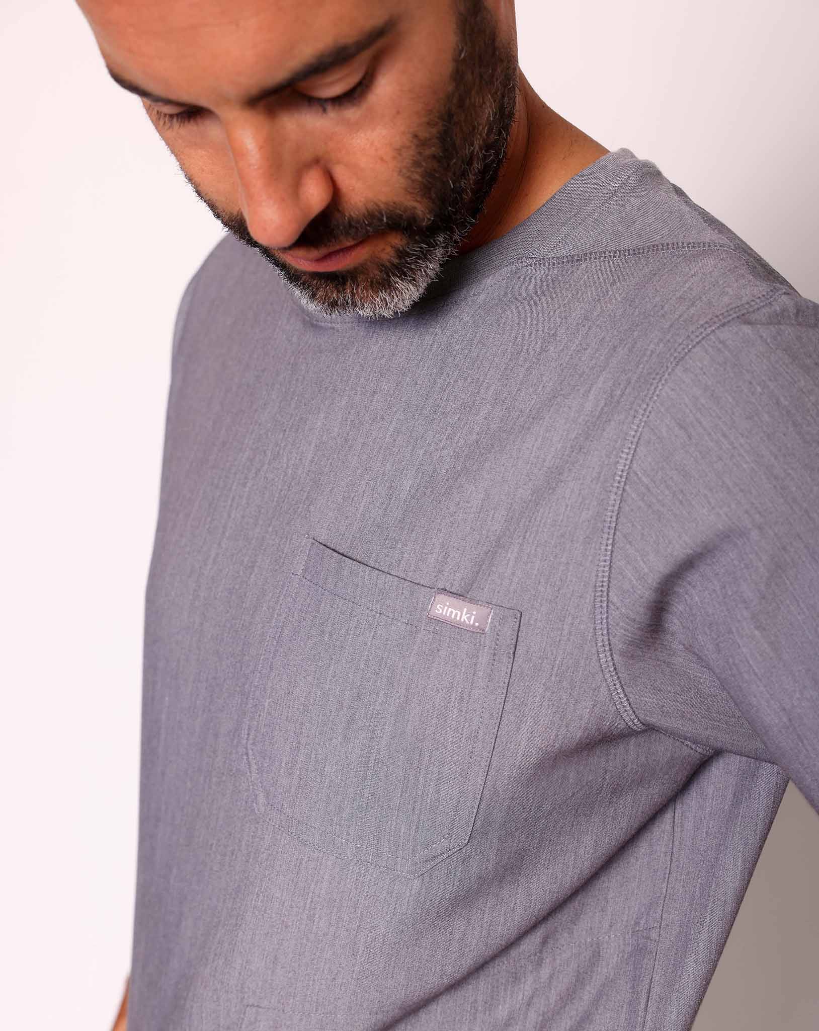 Miles Men's One Pocket Scrub Top | Charcoal Grey