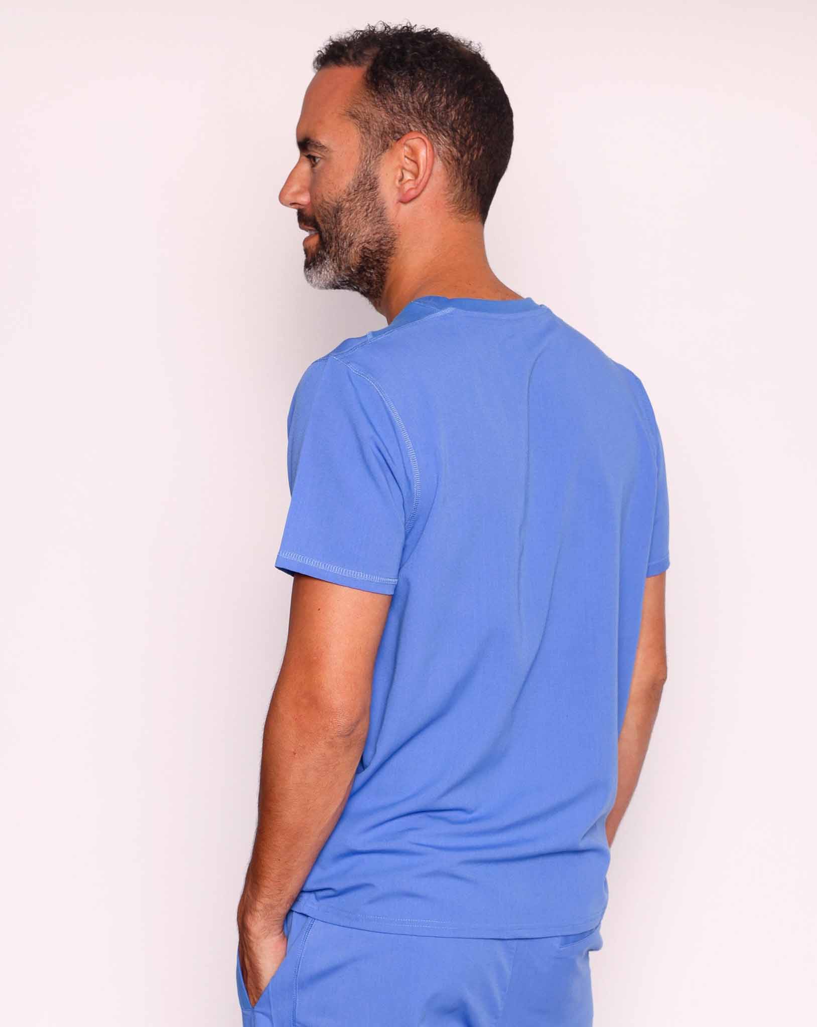 Miles One Pocket Scrub Top - Ciel Blue