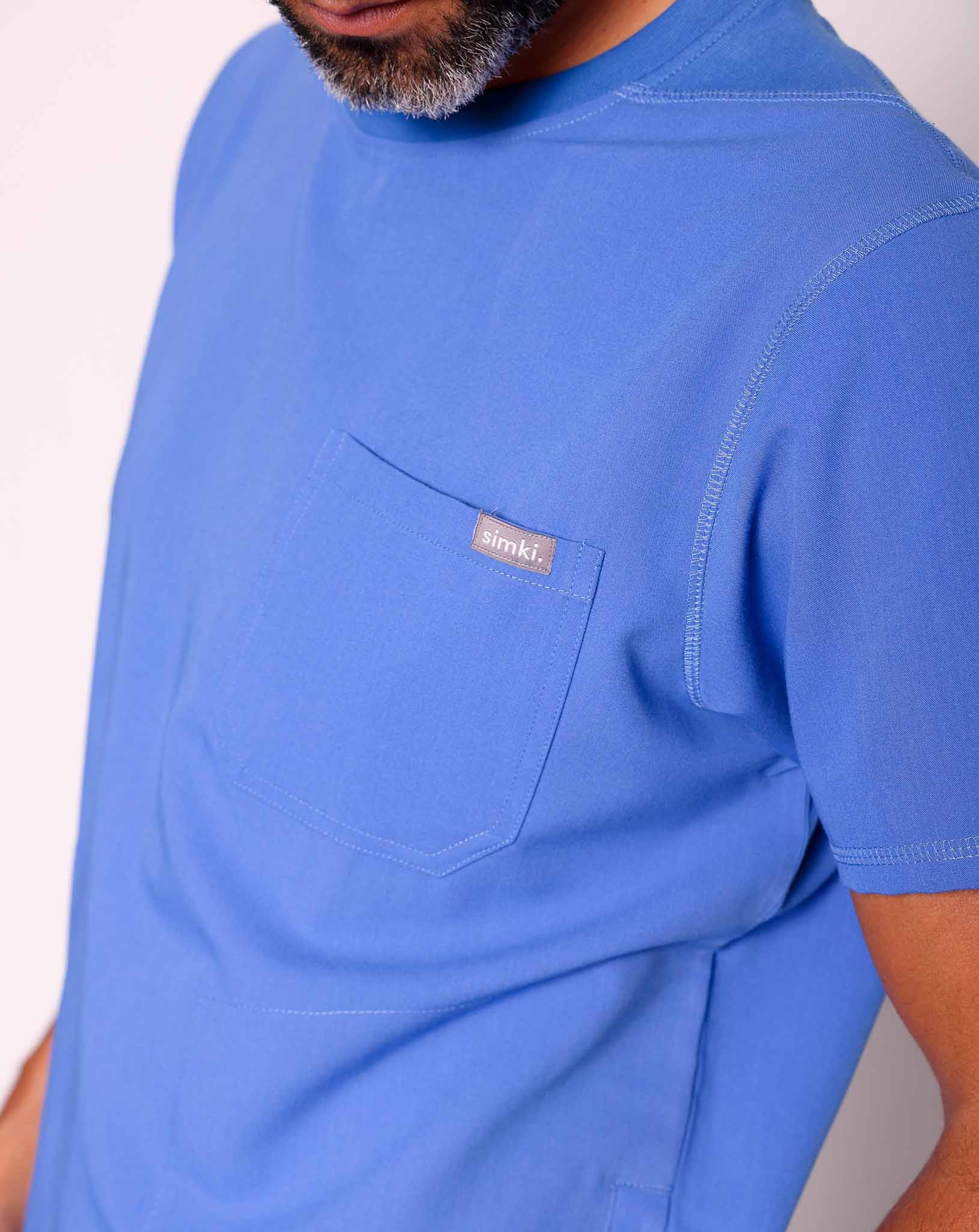 Miles One Pocket Scrub Top - Ciel Blue