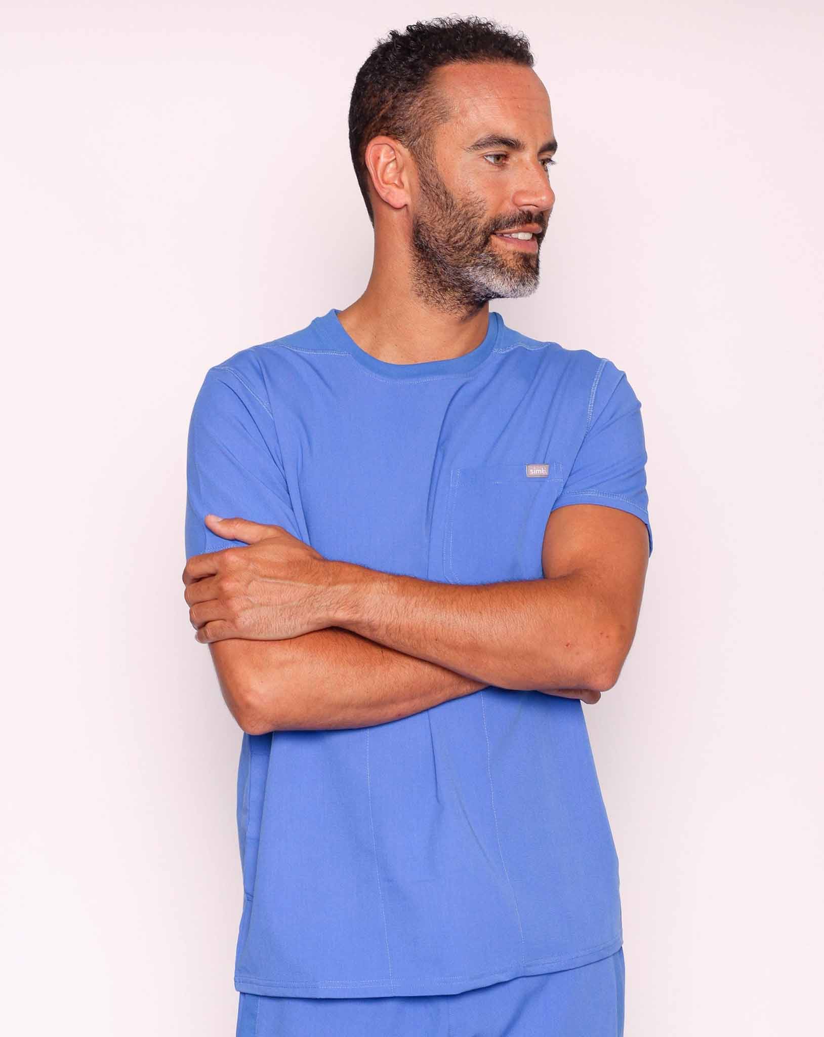 Miles One Pocket Scrub Top - Ciel Blue
