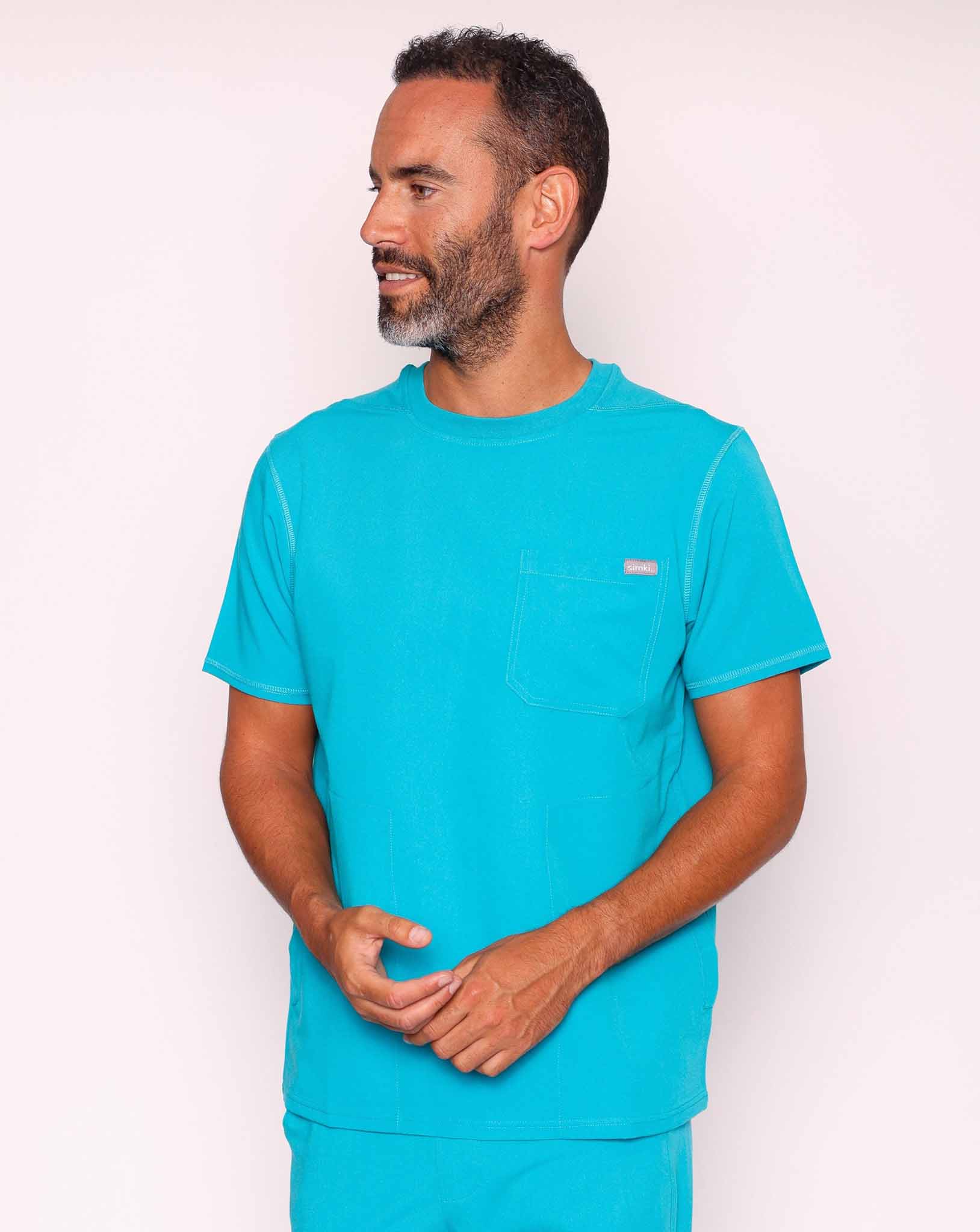 Miles Men's One Pocket Scrub Top | Teal
