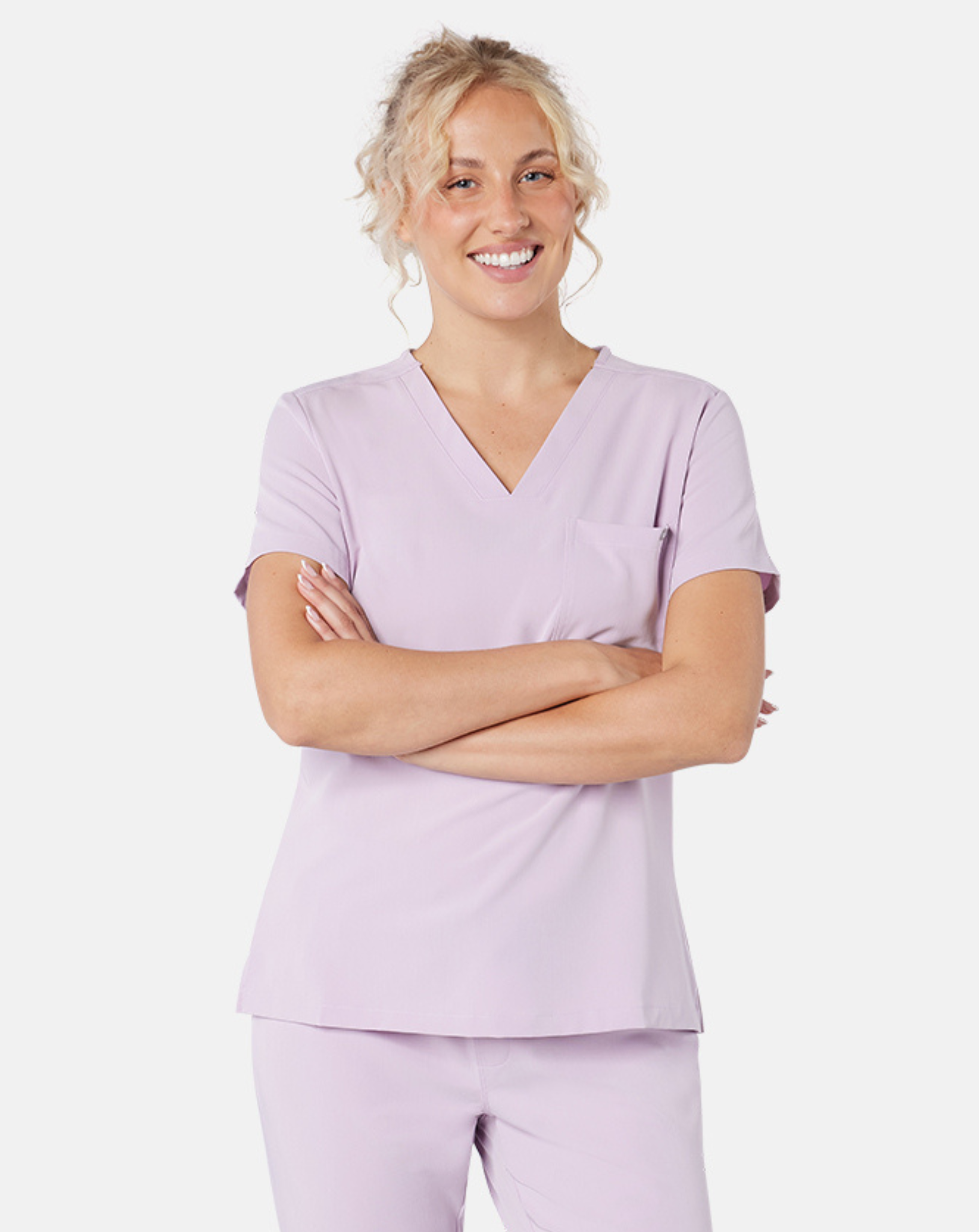 Nova Women's Modern Scrub Top | Blush Pink