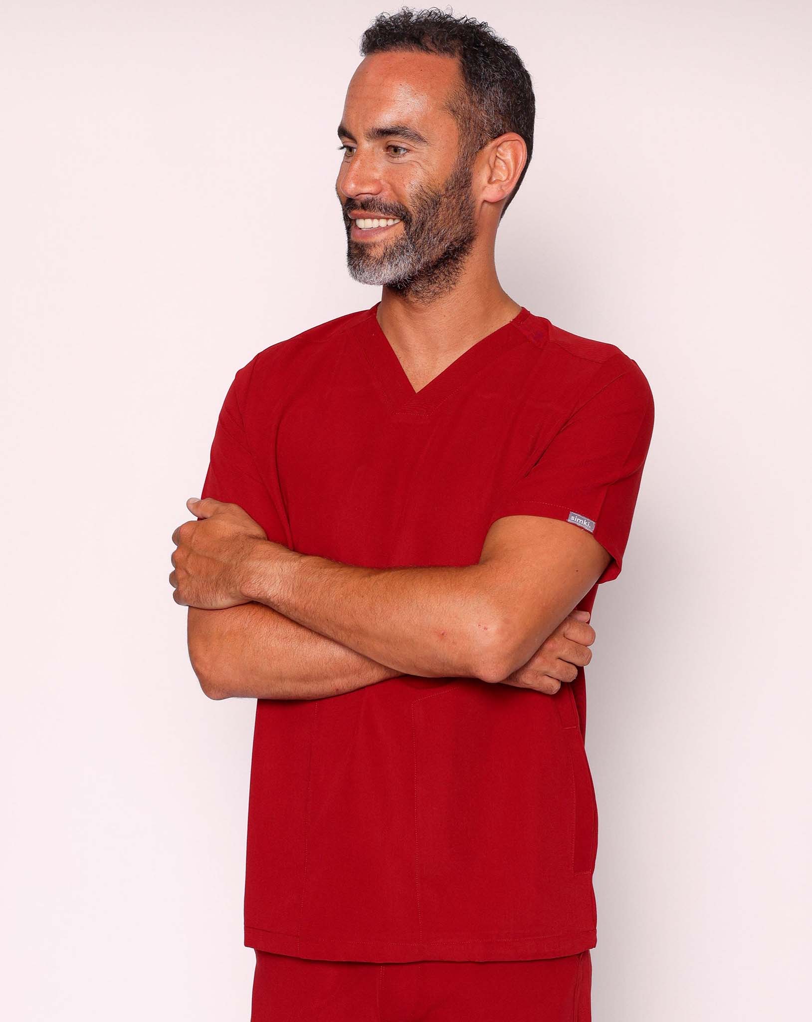Oscar Men's Scrub Top | Burgundy