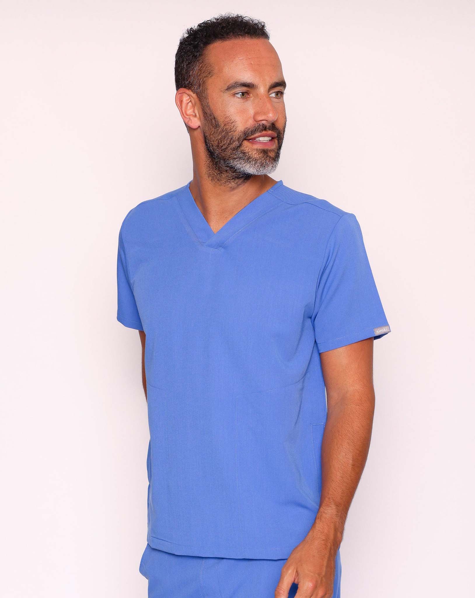 Oscar Men's Scrub Top | Ciel Blue