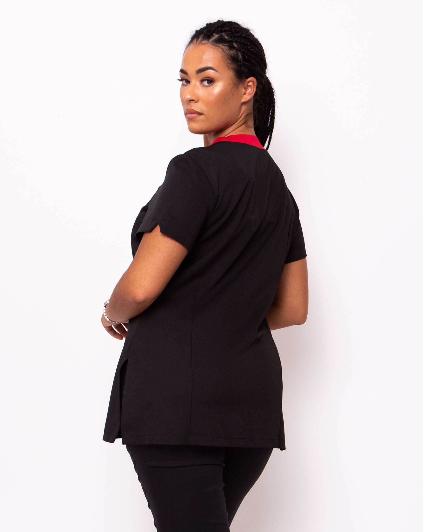 Ribbon Women's Contrast Trim Beauty Tunic | Black / Red
