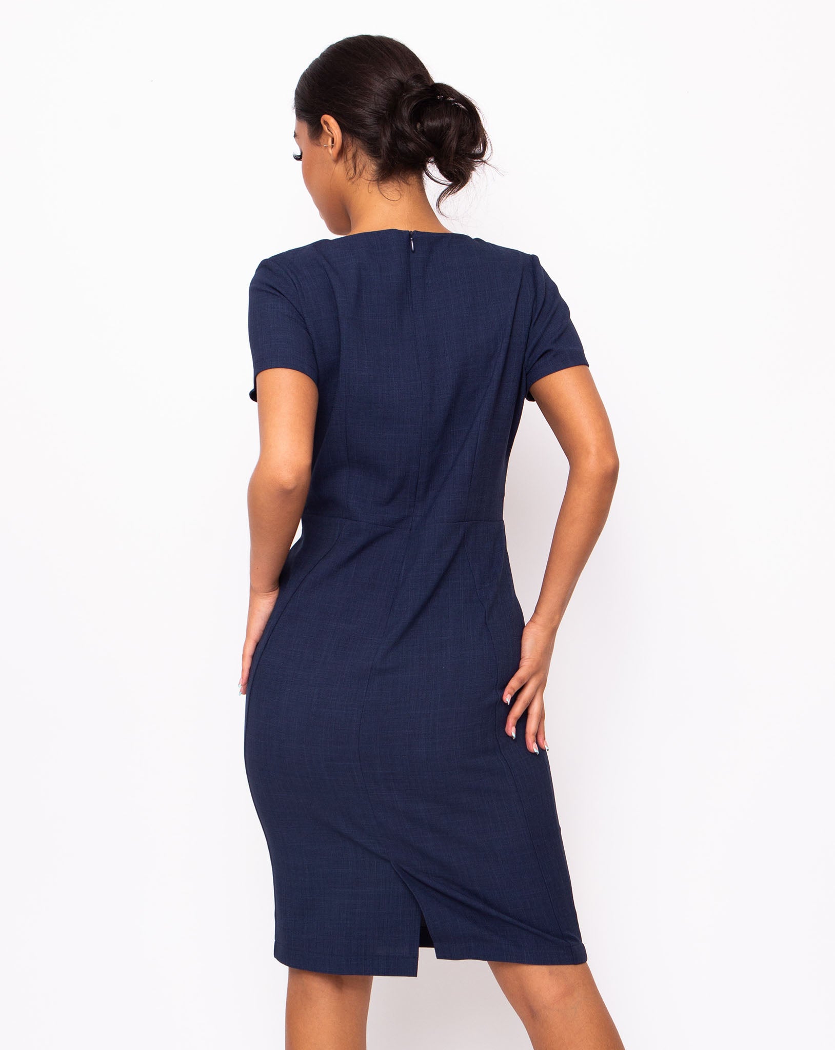Shine V-Neck Dress - Midnight Navy