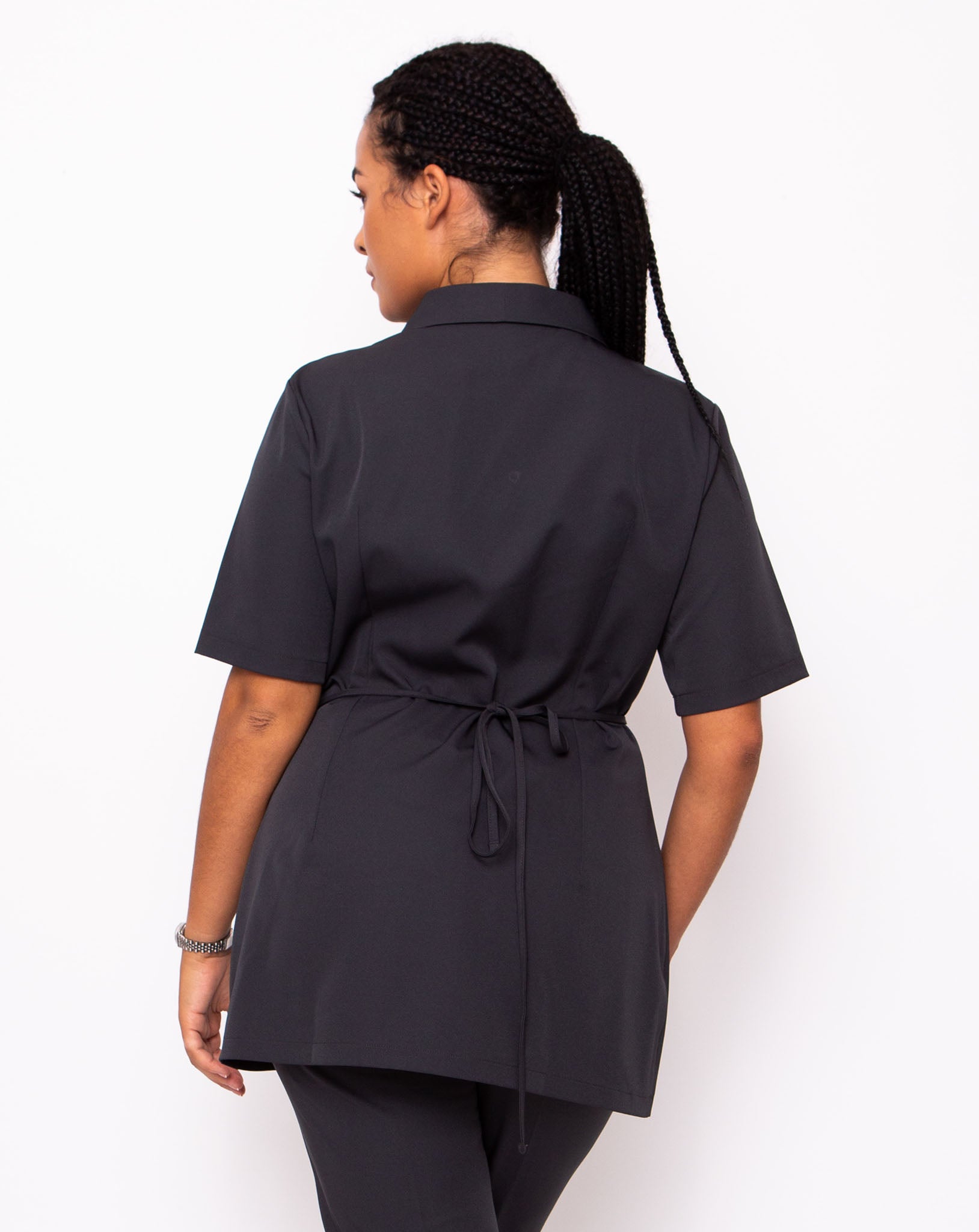 Virtue Women's Adjustable Wrap Front Tunic | Slate Grey