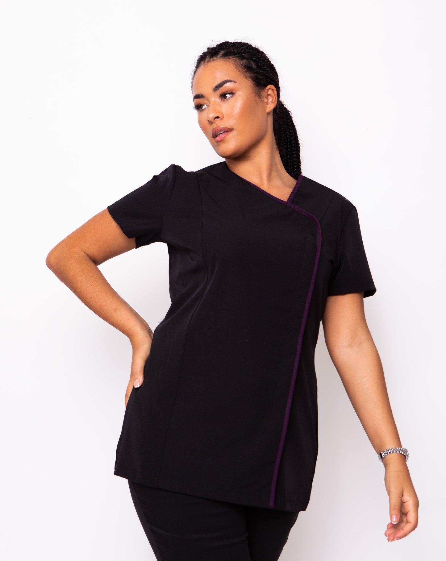 modern black beauty uniforms