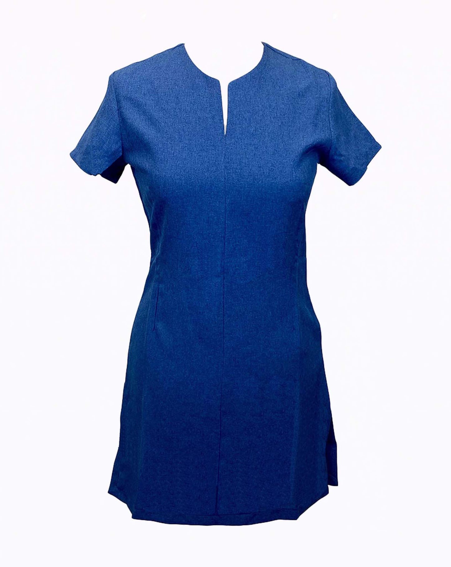 Visage Denim Blue Teardrop Neck Long Length Salon Tunic
