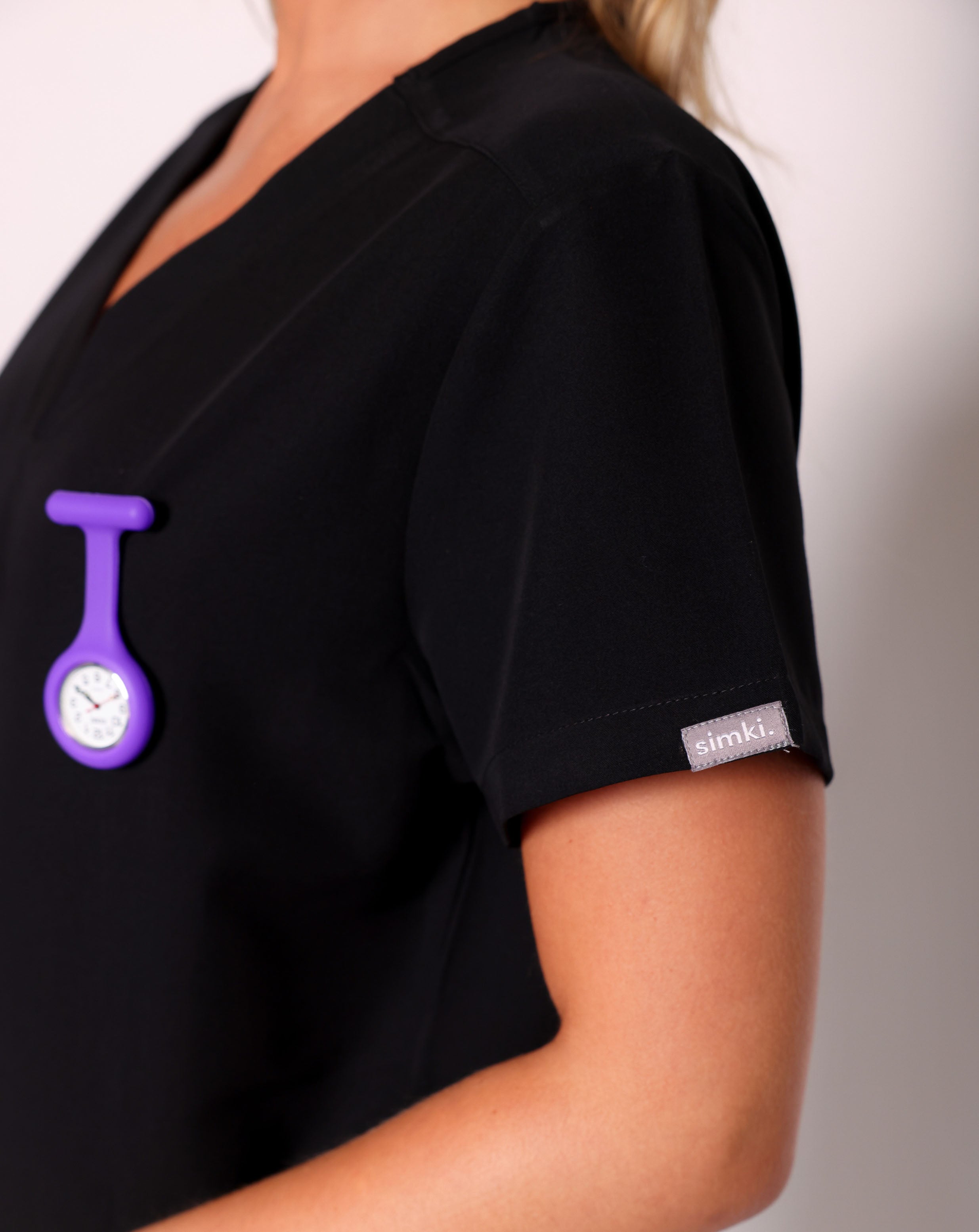 Ari Long Length Scrub Top - Black