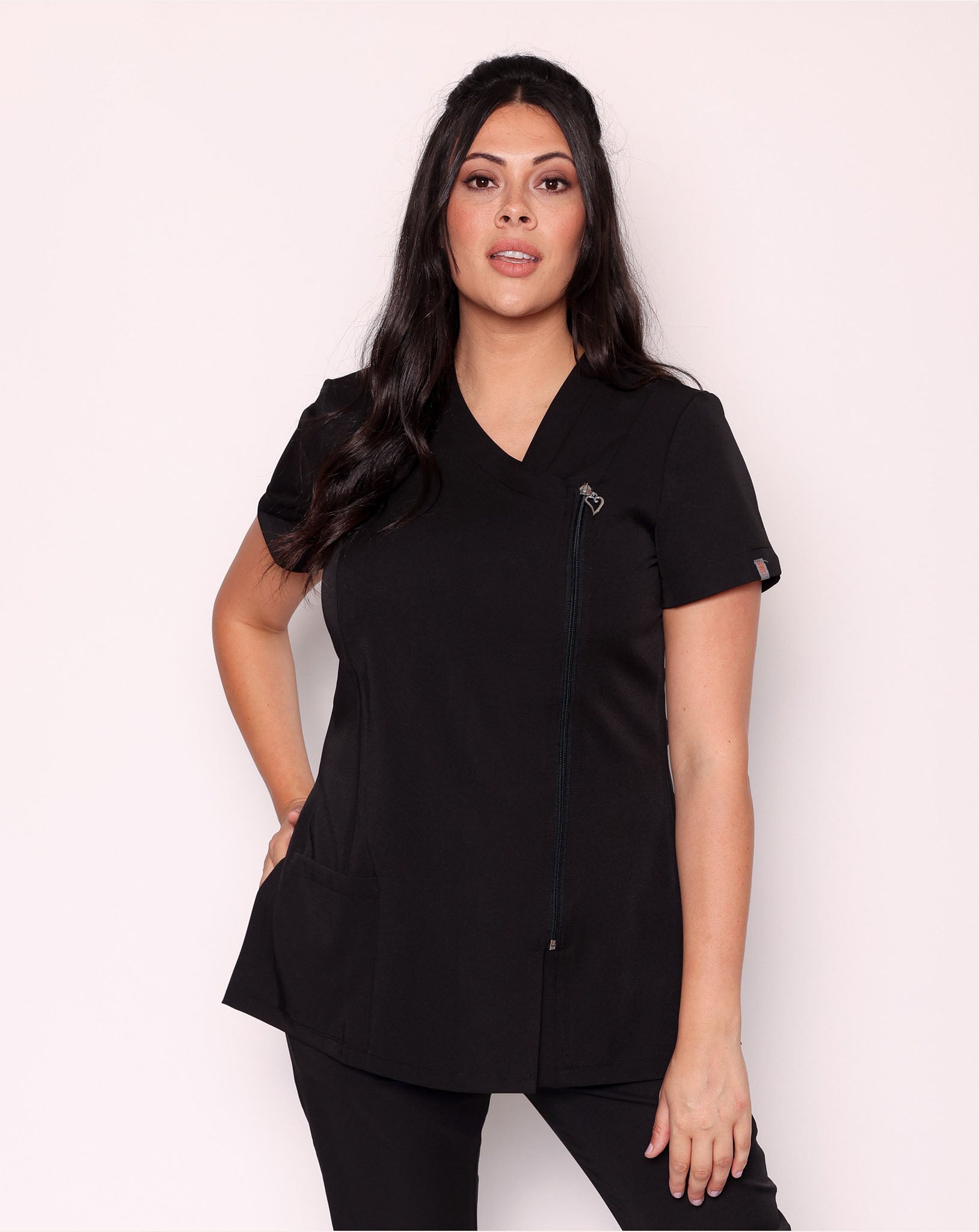 Becca Asymmetric Beauty Tunic with Pocket - Black