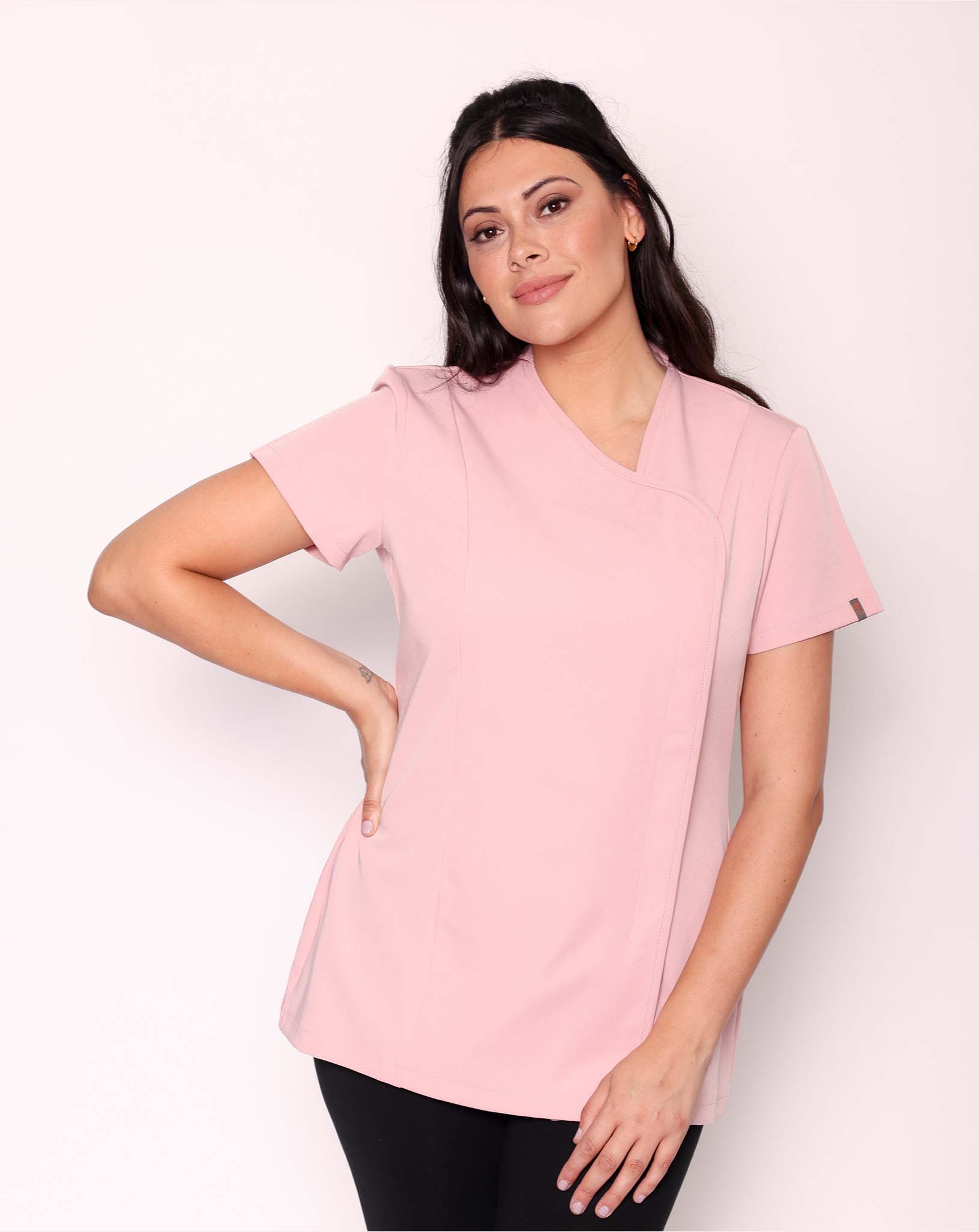 Charisma Asymmetric Salon Tunic - Blush