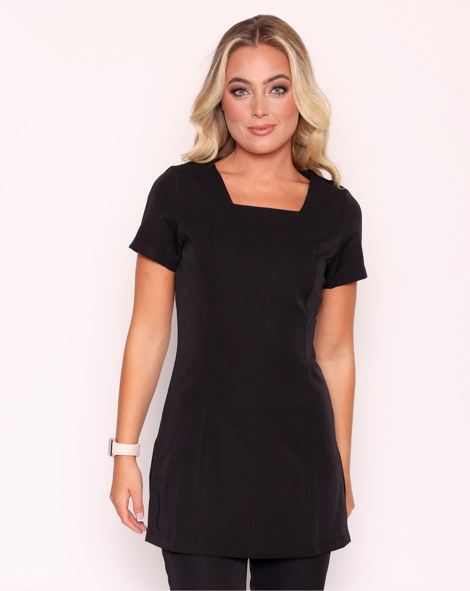 Chic Square Neck Beauty Tunic - Black