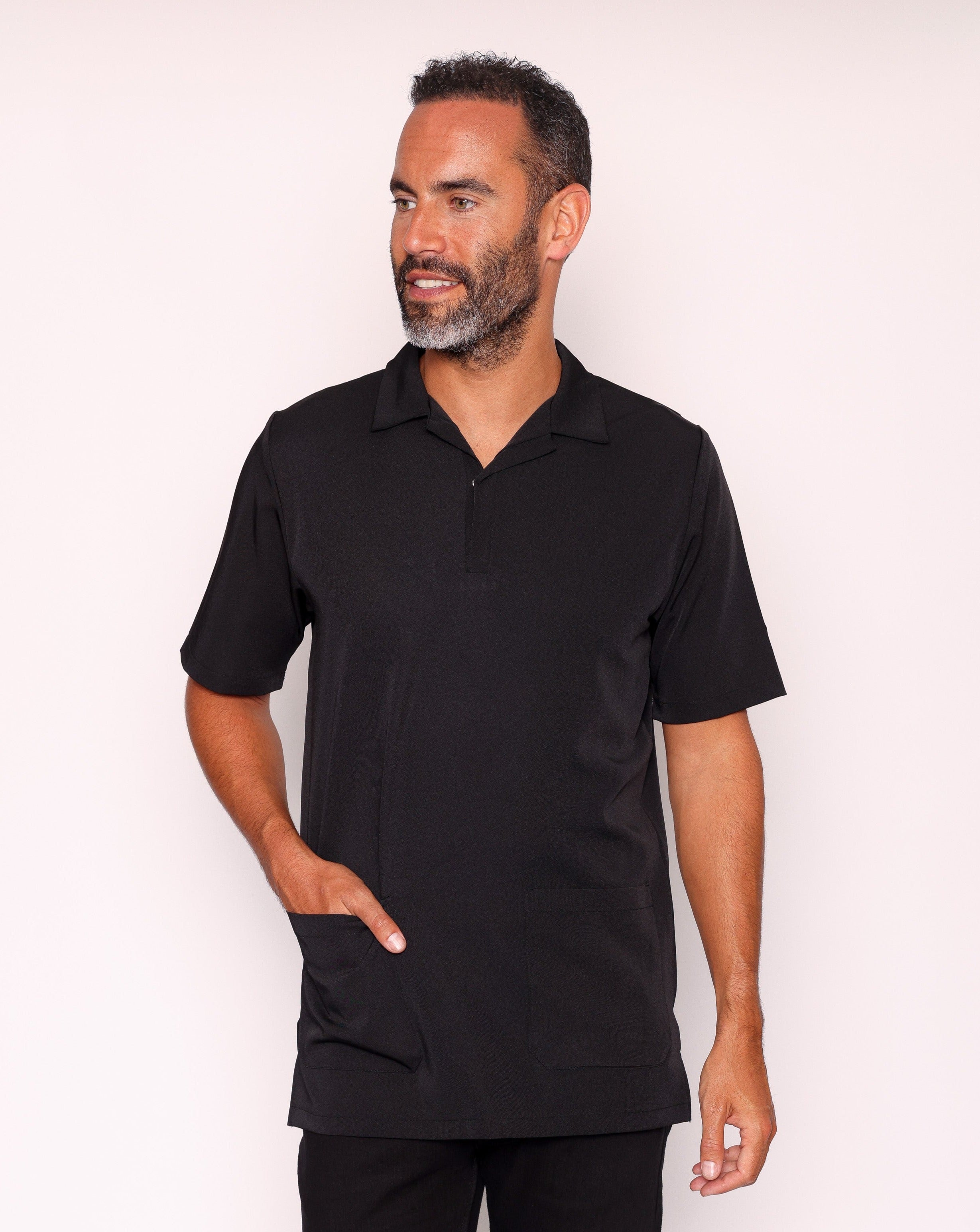Sketch Collared Work Tunic - Black