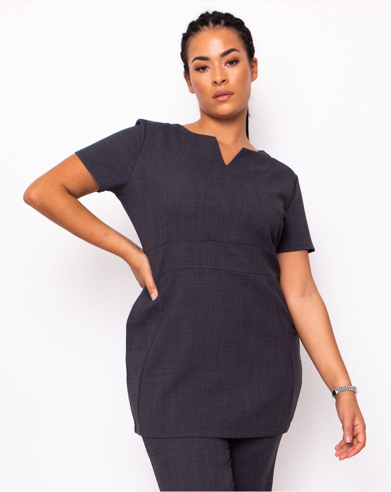 Wish V-Neck Beauty Tunic - Steel Grey