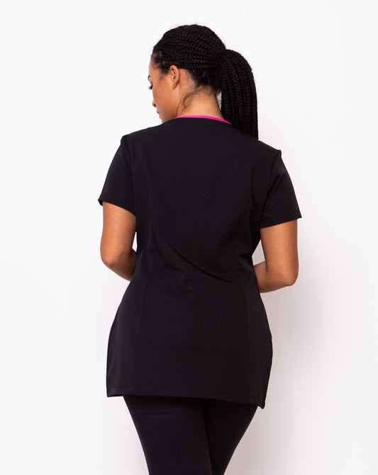 Charm Asymmetric Beauty Tunic - Black / Hot Pink