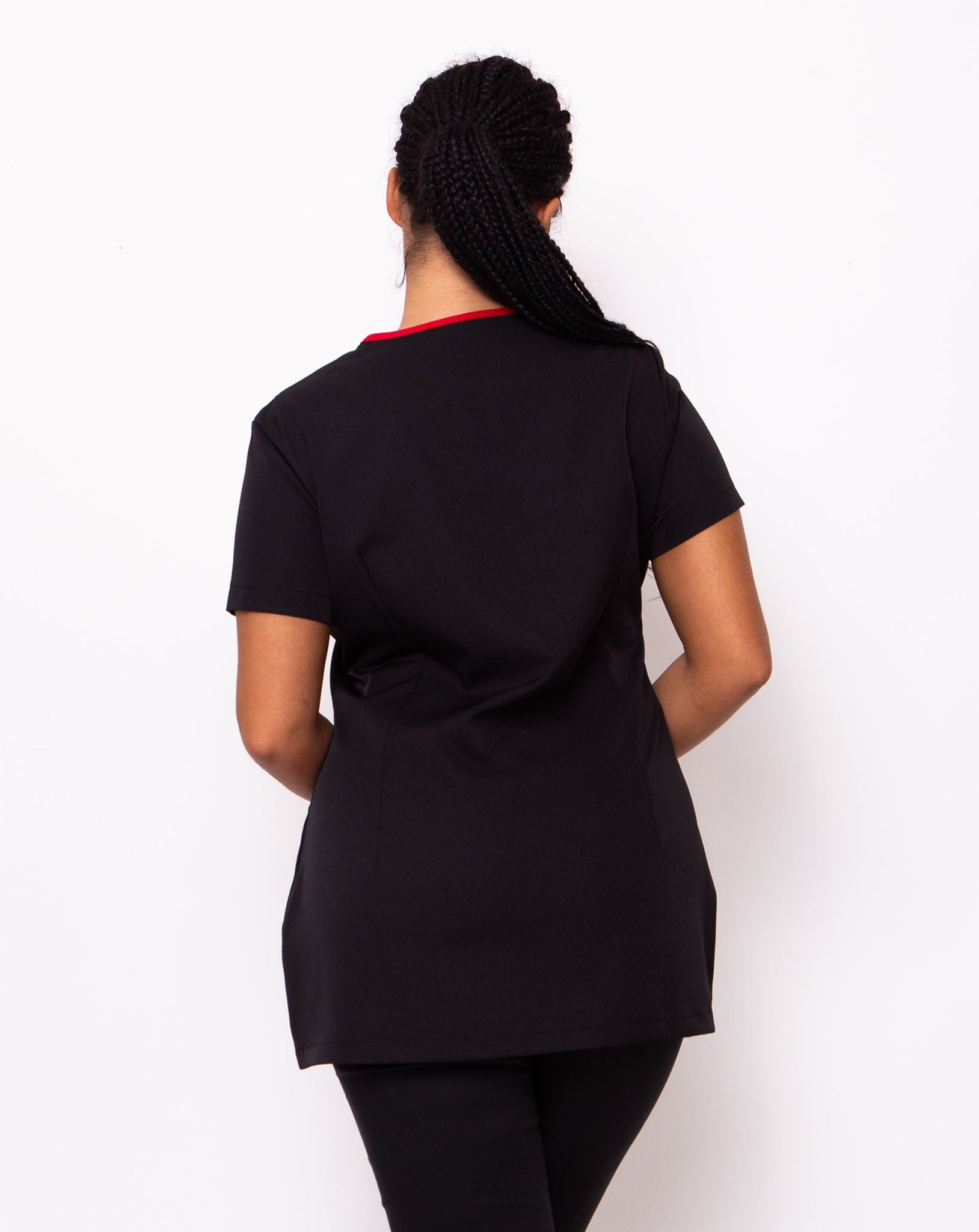 Charm Asymmetric Beauty Tunic - Black / Red