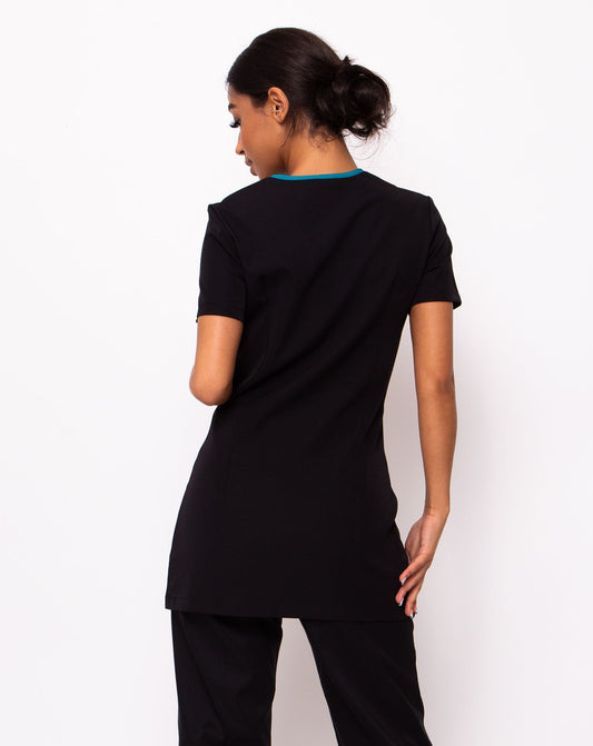 Charm Asymmetric Beauty Tunic - Black / Teal