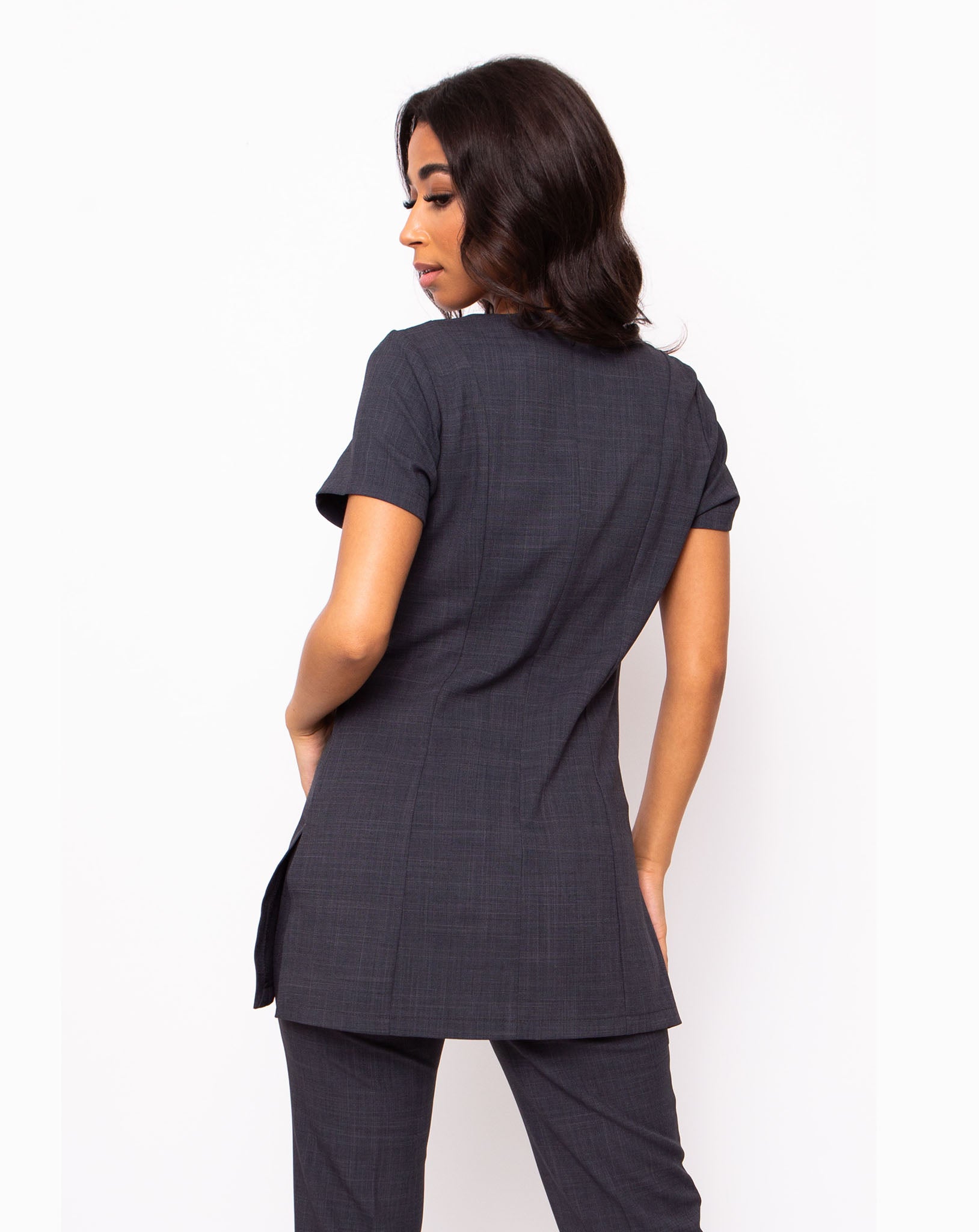 Chic Square Neck Beauty Tunic - Steel Grey