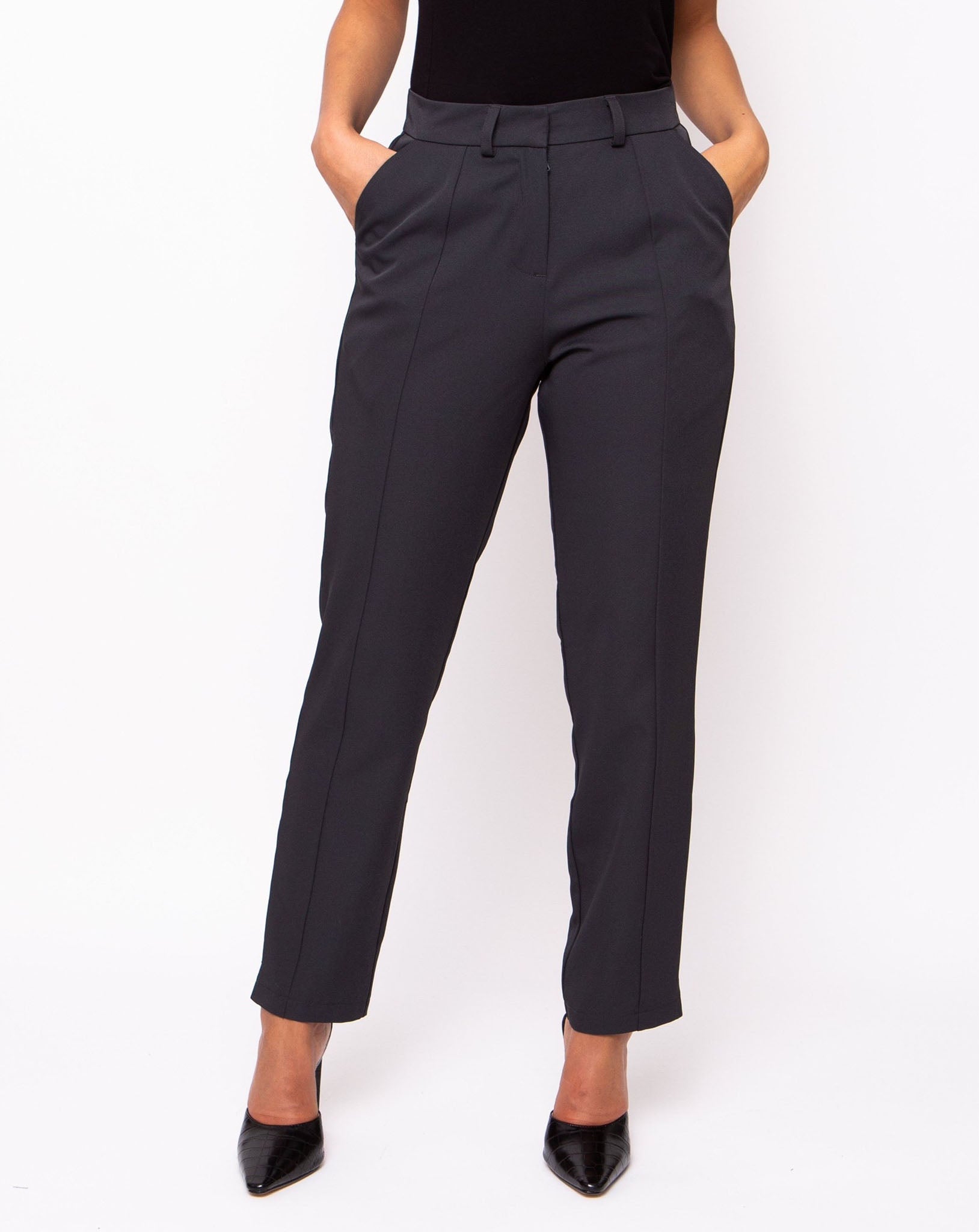 Cosmopolitan Waist Tie-Belt Trousers - Slate Grey