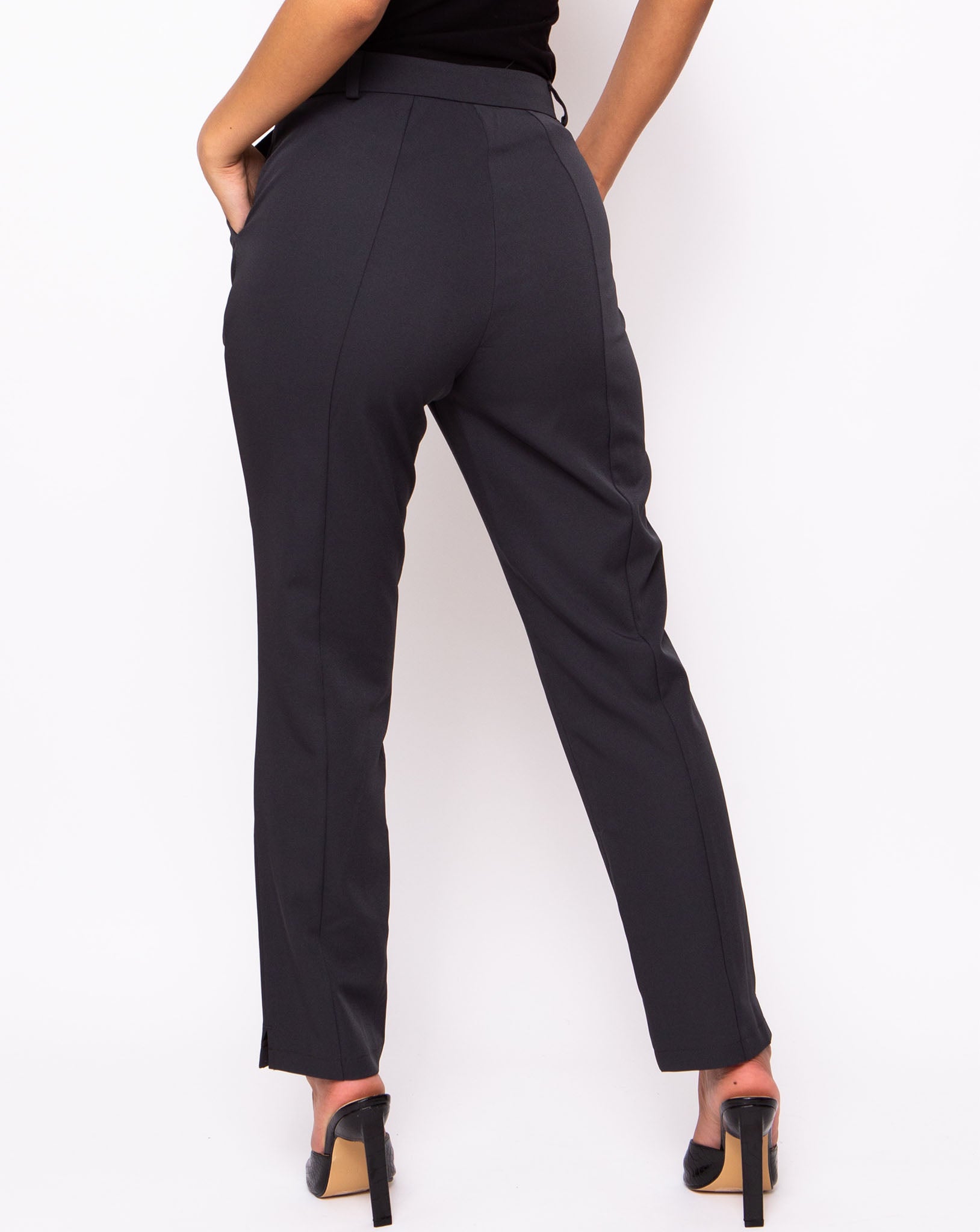 Cosmopolitan Waist Tie-Belt Trousers - Slate Grey