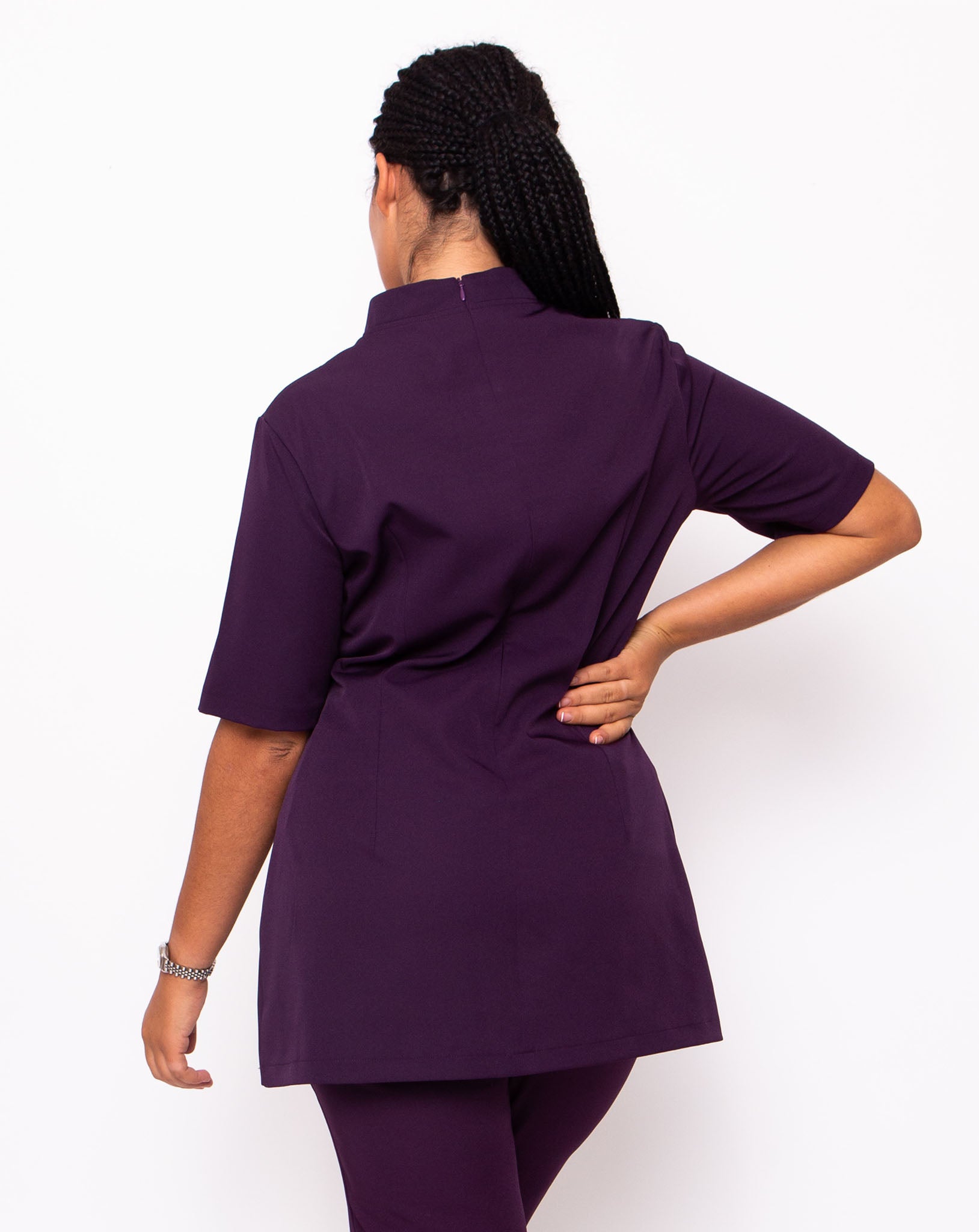 Essence Mandarin Collar Beauty Tunic - Aubergine