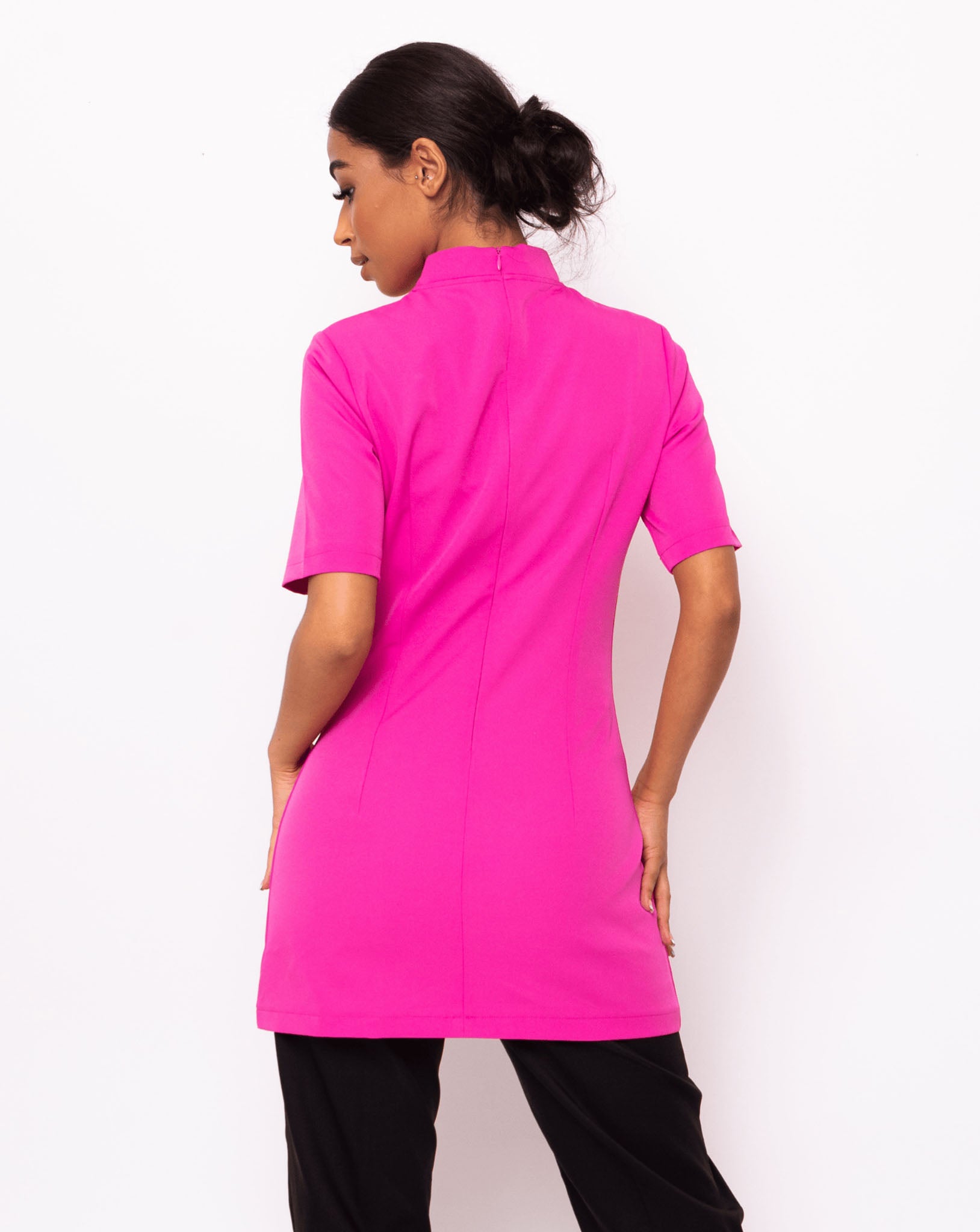 Essence Mandarin Collar Beauty Tunic - Hot Pink