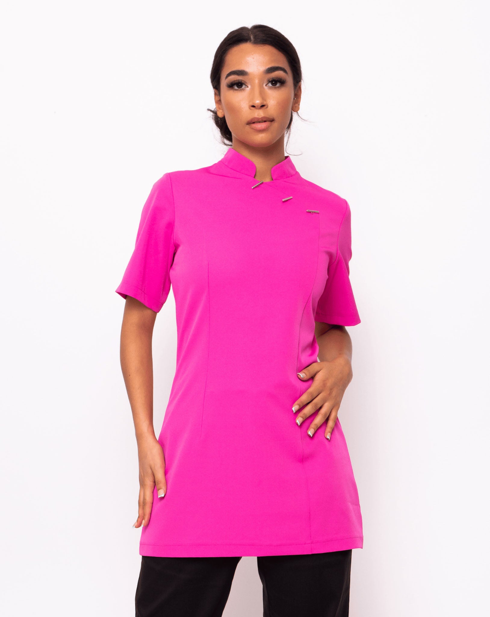 Essence Mandarin Collar Beauty Tunic - Hot Pink