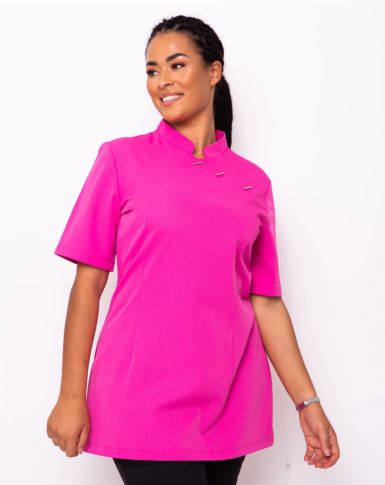 売れ筋商品|||エロクイ カットソー トップス レディース Plus Size Mandarin Collar Tunic Bright pink ELOQUII Women's Plus Size Mandarin Collar Tunic - 14, Bright