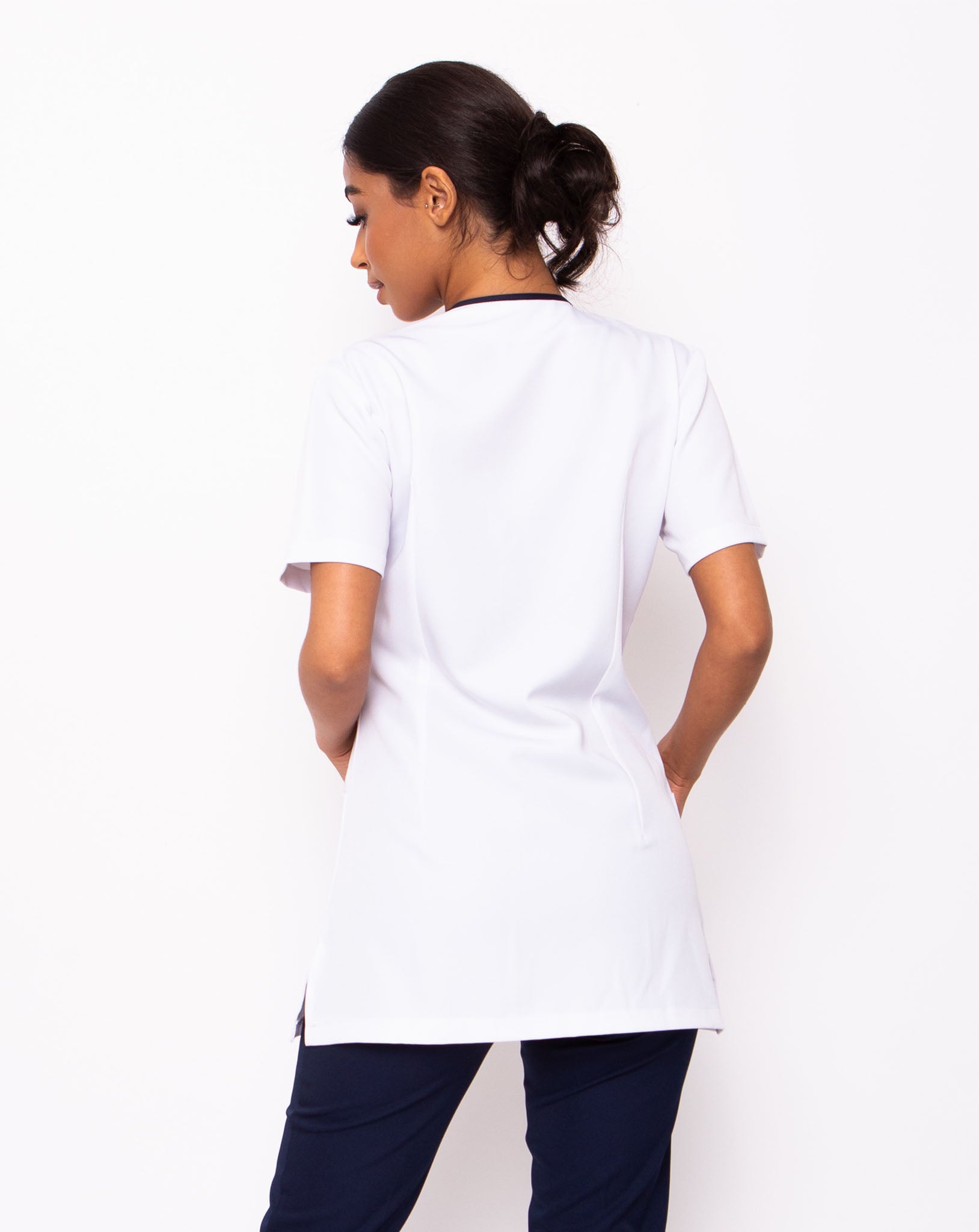 Eternity Asymmetric Beauty Tunic - White / Navy