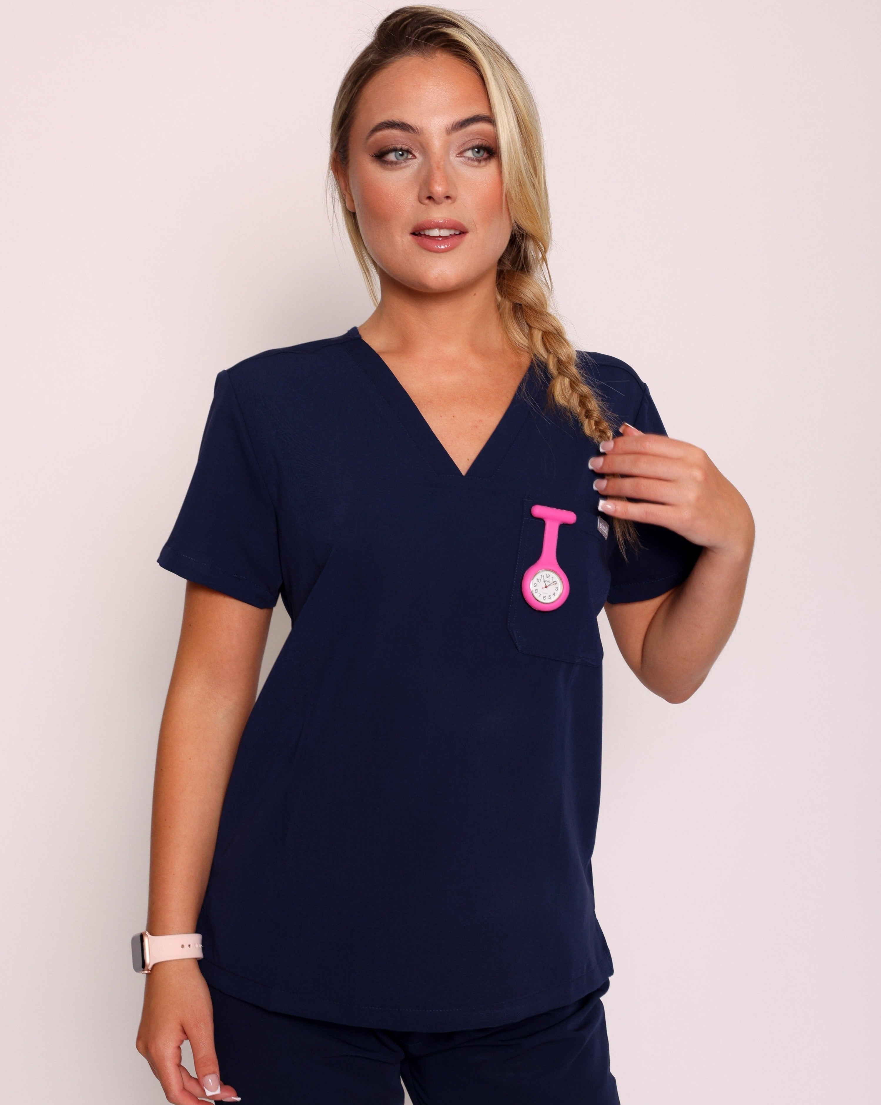 Nova Modern Scrub Top - Navy